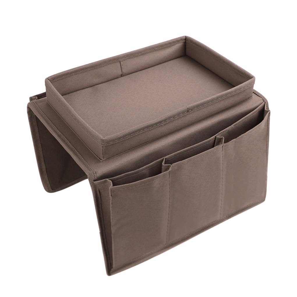 Non-Slip Sofa Armrest Organizer with Cup Holder & Storage Pockets - Perfect for TV Remote, Phone, Tablet, Books & Drinks - Ideal for Recliners, Couches, Armchairs & Bedside Use