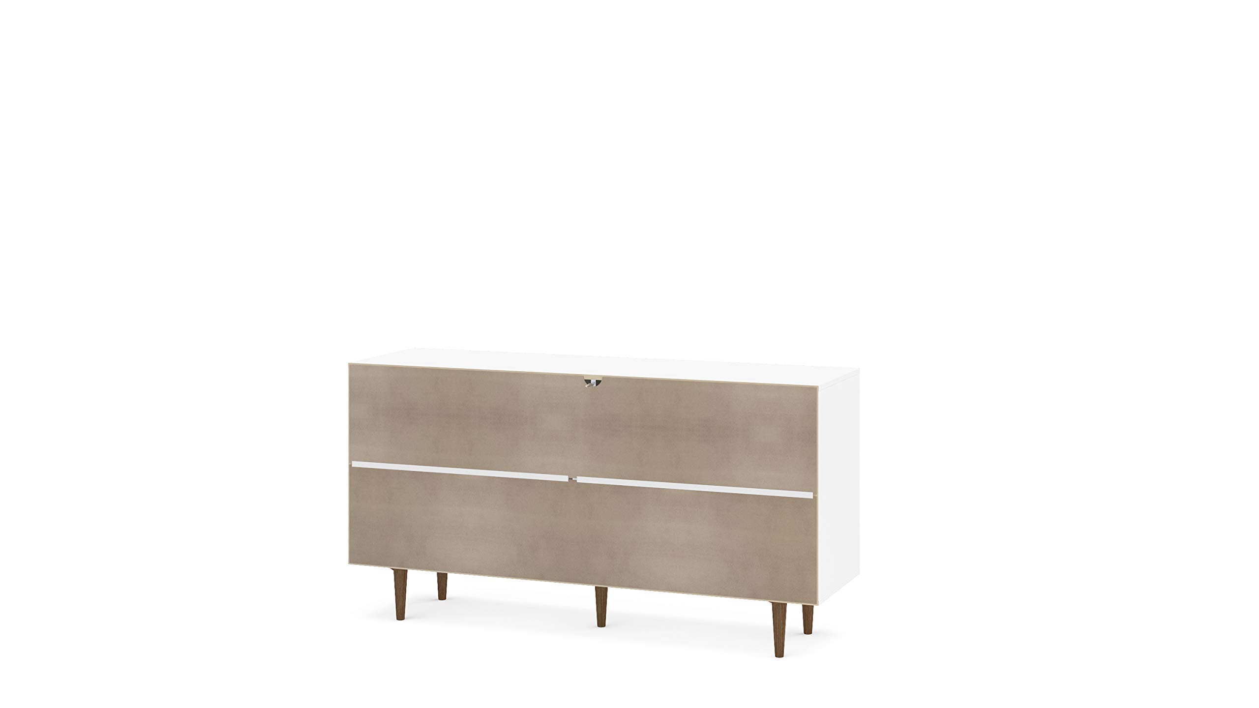 Polifurniture Pasadena Sideboard Buffet - White & Dark Brown Modern Dining Room Storage Cabinet - Perfect for Dining Room, Living Room & Entryway Organization