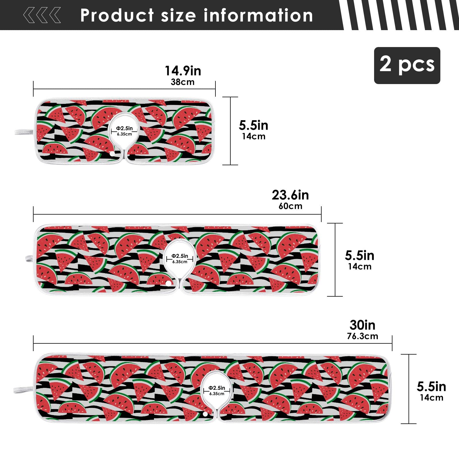 **Non-Slip Watermelon Black Seeds Strips Kitchen Sink Faucet Mat - 2 Pack Absorbent Drip Catcher & Splash Guard for Dish Drying, Counter Protection - Perfect for Bar, Bathroom, RV (14.9 x 5.5 Inches)**    *(Use Scenes: Ideal for kitchen sinks, bathroom counters, RV sinks, and bars to prevent water splashes and protect surfaces.)*