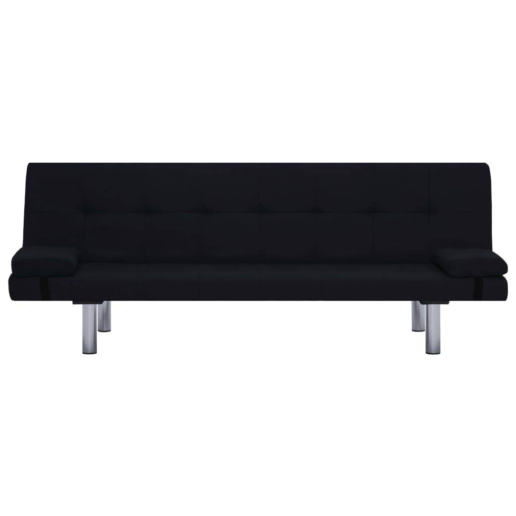 CHARMMA Convertible Sofa Bed with 2 Pillows - Black Fabric Upholstery, 19.5KG Weight - Perfect for Small Apartments, Guest Rooms & Home Offices