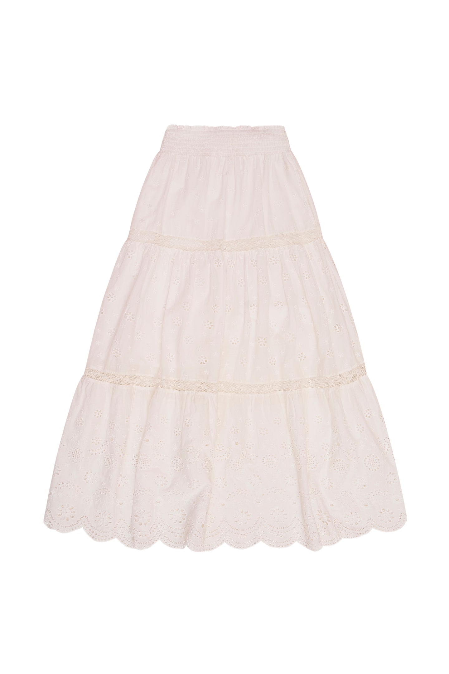 Caelia Eyelet Lace Maxi Skirt for Girls - Elegant Floral Embroidery Summer Dress for Teens - Perfect for Beach, Wedding & Special Occasions