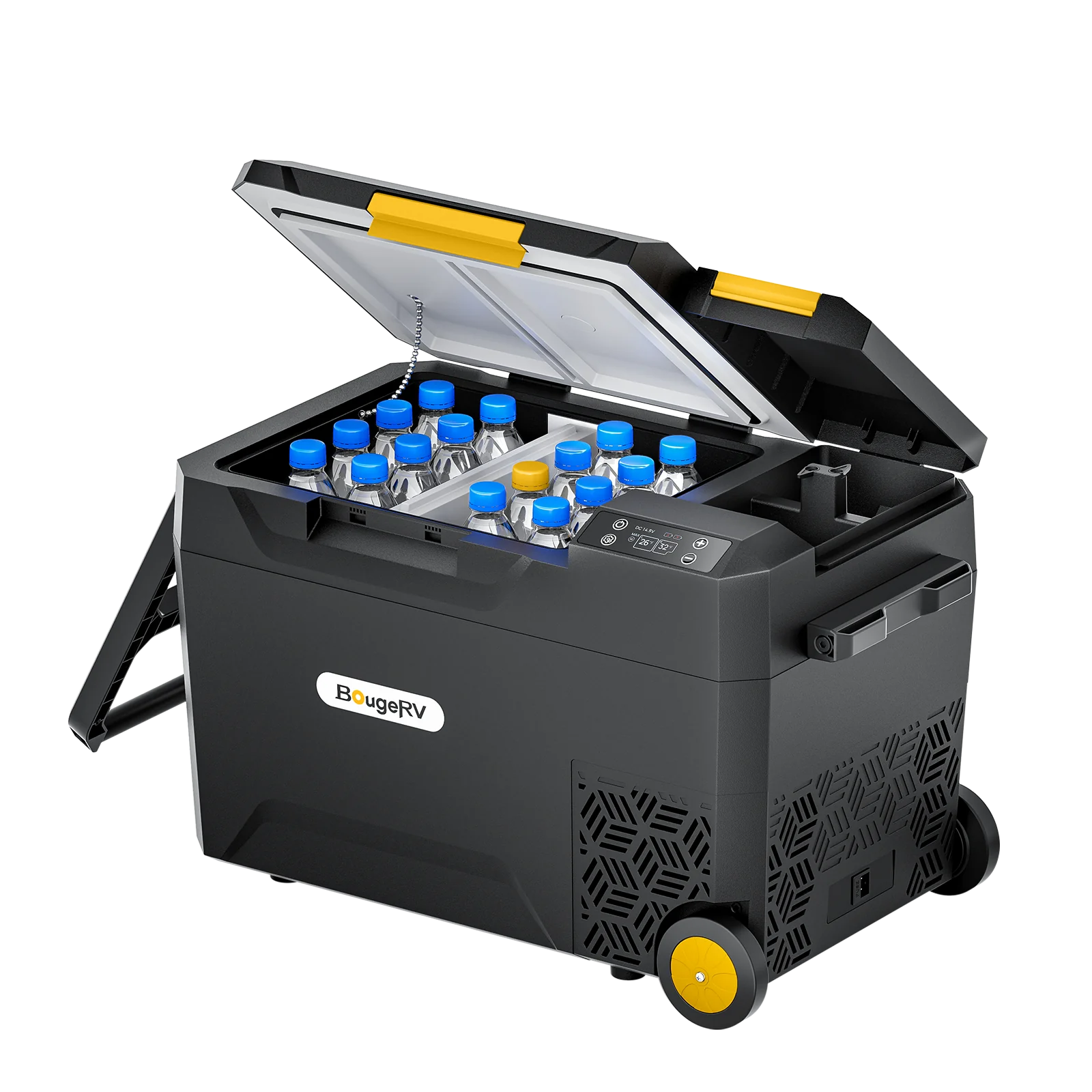 BougeRV CRX2 31QT 12V/24V Portable Car Refrigerator - Dual Zone Electric Cooler for Camping, Road Trips & RV Travel - 31 Quart Battery Powered Fridge Freezer with Insulation for Food & Drinks Storage