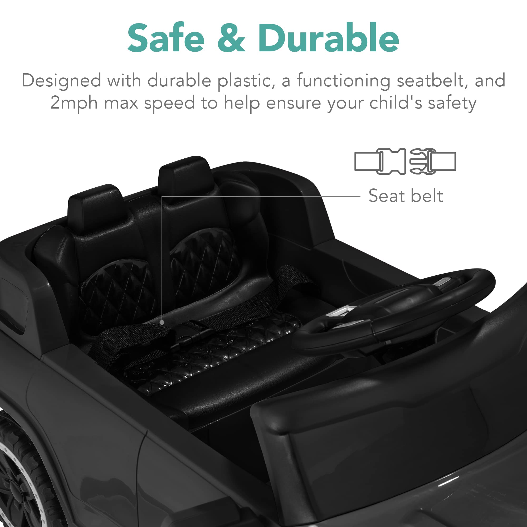Best Choice Products 6V Kids Ride On Truck with Parent Remote Control - 3 Speed Adjustable, LED Lights, Black - Perfect for Outdoor Play, Birthday Gifts & Toddler Pretend Driving Fun