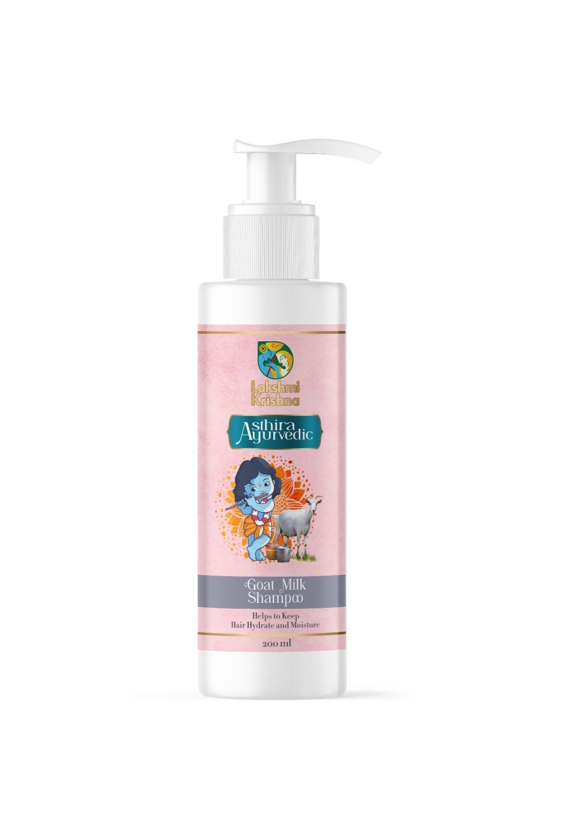 Lakshmi Krishna Naturals Goat Milk Shampoo for Soft Shiny Hair - Nourishing & Moisturizing Shampoo with Natural Proteins & Vitamins - All Hair Types - Perfect for Daily Hair Care & Dry Scalp Relief