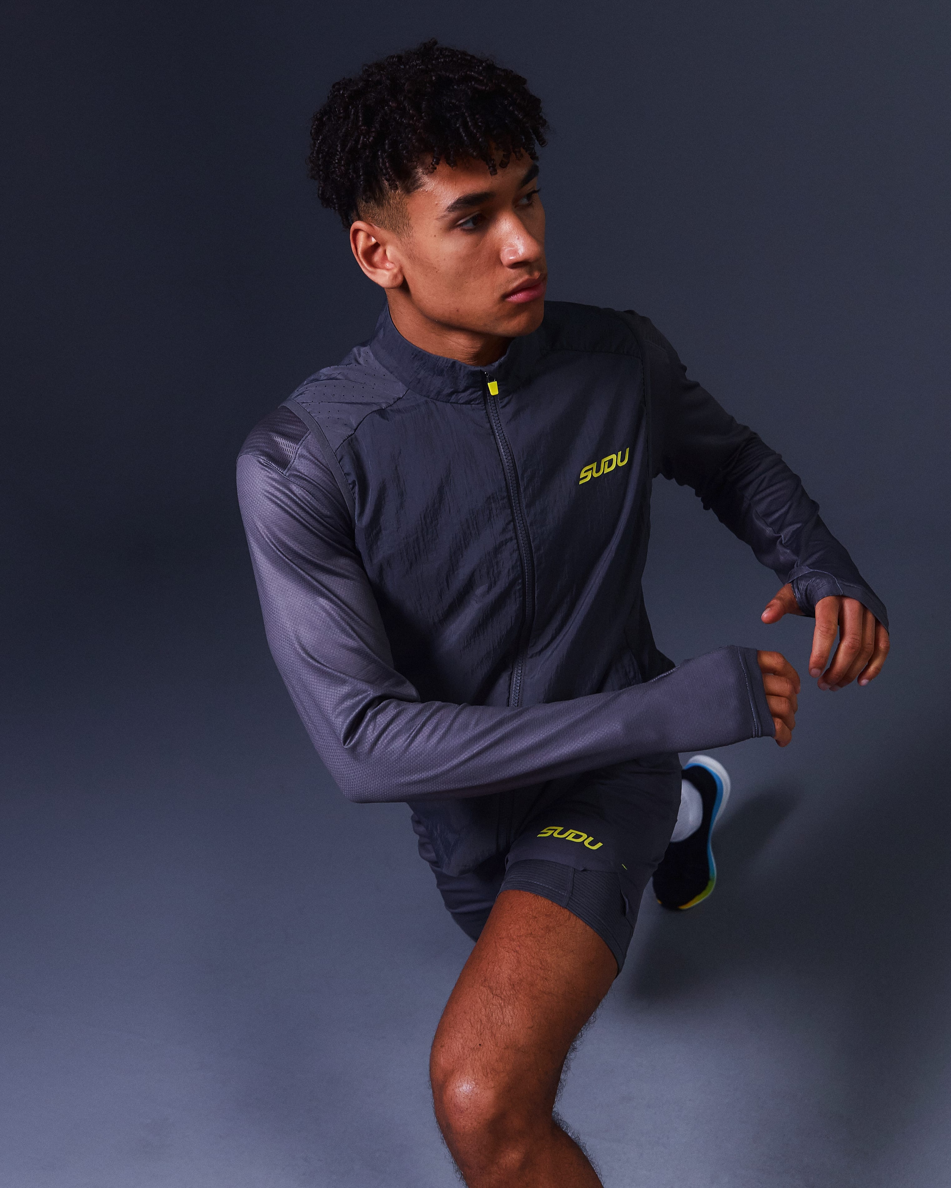 SRG 01 Men's Lightweight Vest Jacket - Grey & Yellow Color Block Design for Outdoor Hiking, Running & Casual Wear