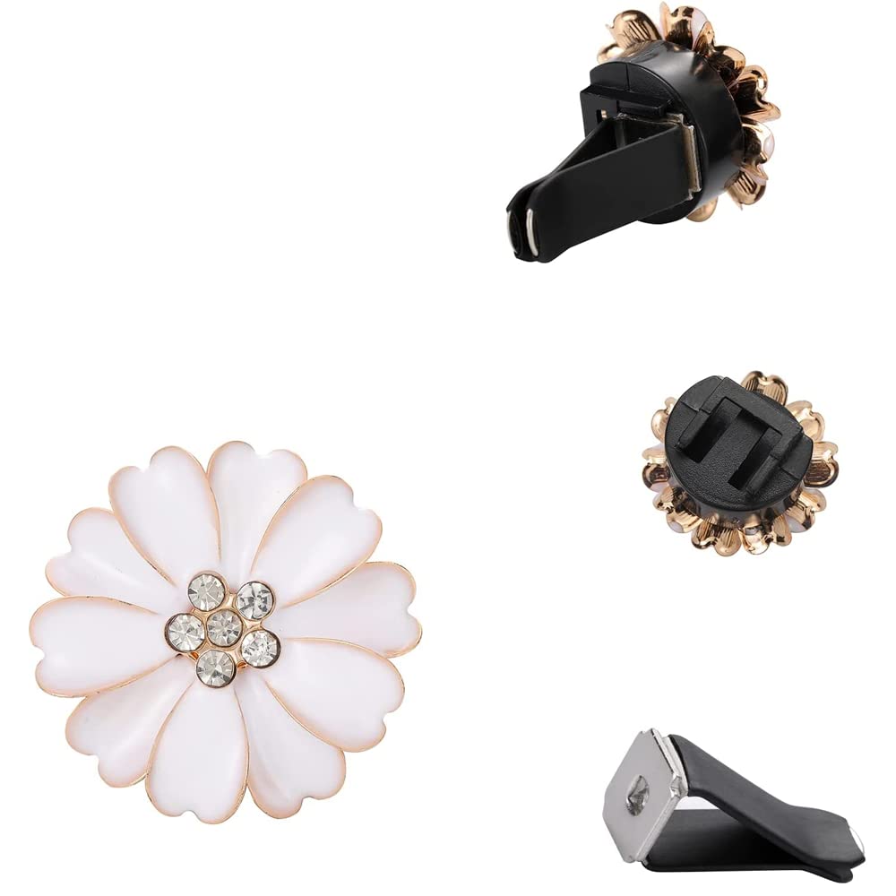 **Daisy Air Vent Clips - Cute Flower Car Air Fresheners & Vent Diffusers for Women - Glam Car Interior Decor & Accessories - White - Perfect for Freshening Your Car, Office, or Home**