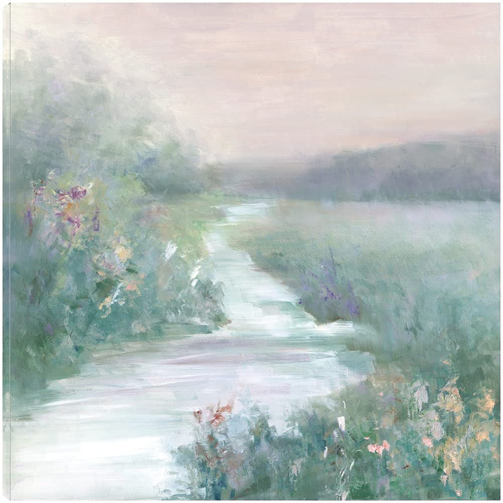 Misty Morning Fine Art Canvas Wall Decor by Sally Swatland - 22x22 Inch Ready-to-Hang Painting for Living Room, Bedroom, Office & More - Perfect for Home, Hotel & Restaurant Decor