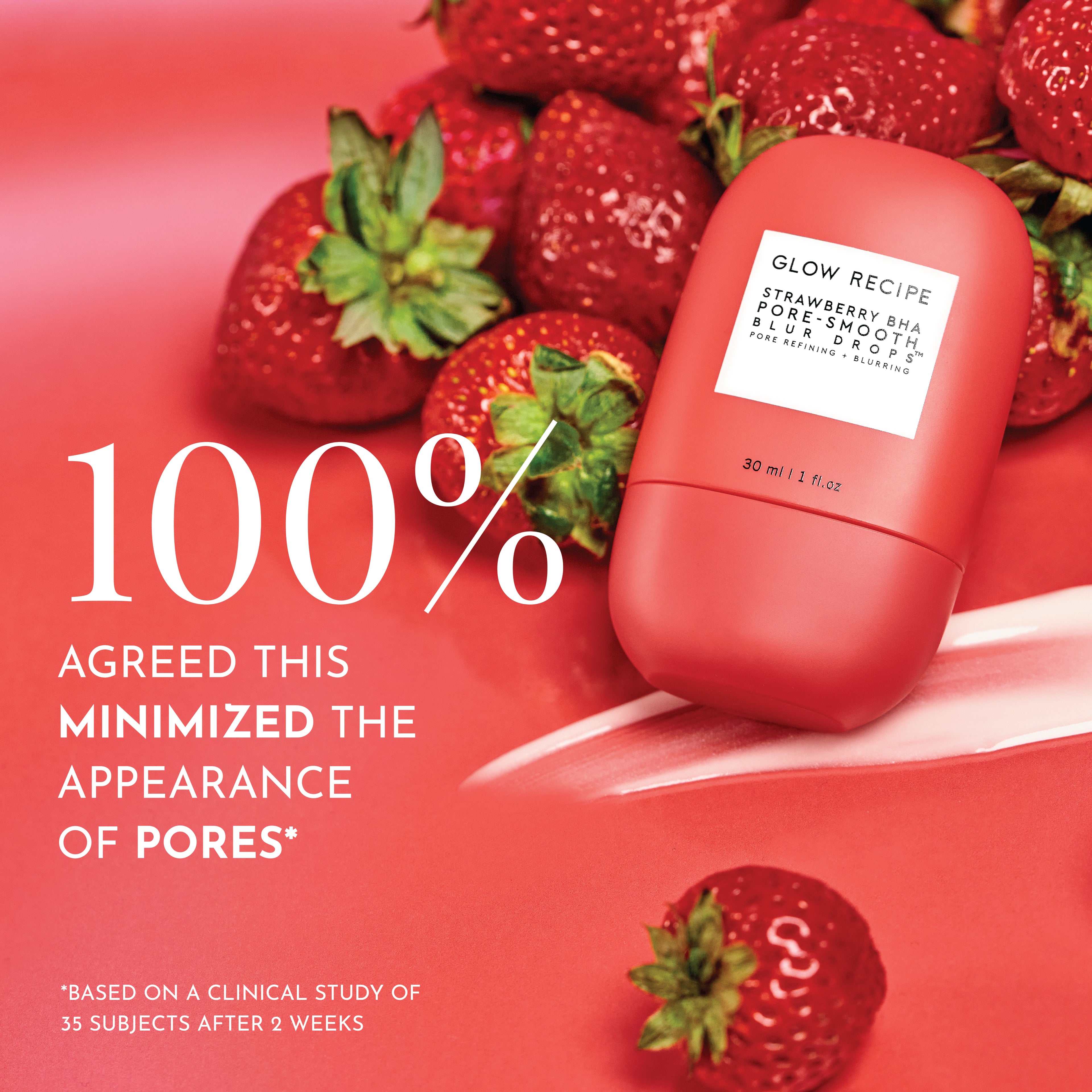 Strawberry BHA Pore Minimizing Serum - Smoothing & Blurring Face Drops for Oily & Acne-Prone Skin | Perfect for Daily Skincare & Makeup Prep