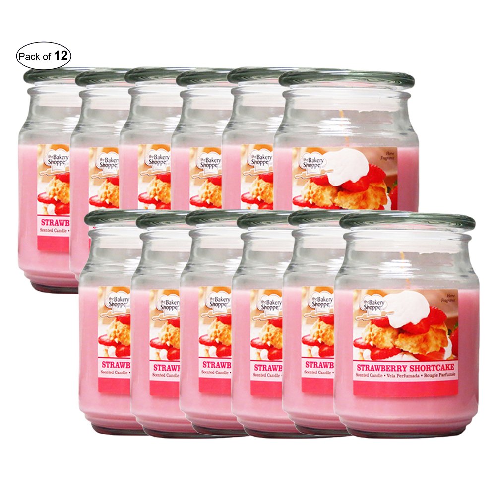 18 Oz Strawberry Shortcake Scented Candles - Pack of 12 | Long-Lasting Fragrance for Home, Relaxation & Gifts | Perfect for Bedroom, Bathroom & Living Room