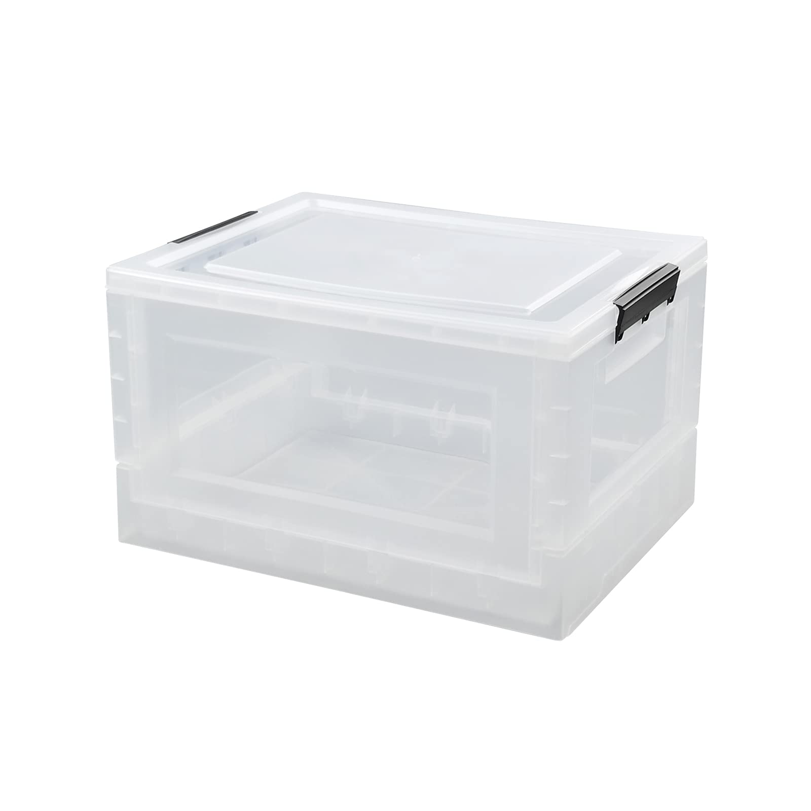 Collapsible Storage Box 30L, 2-Pack Clear Plastic for Home & Travel