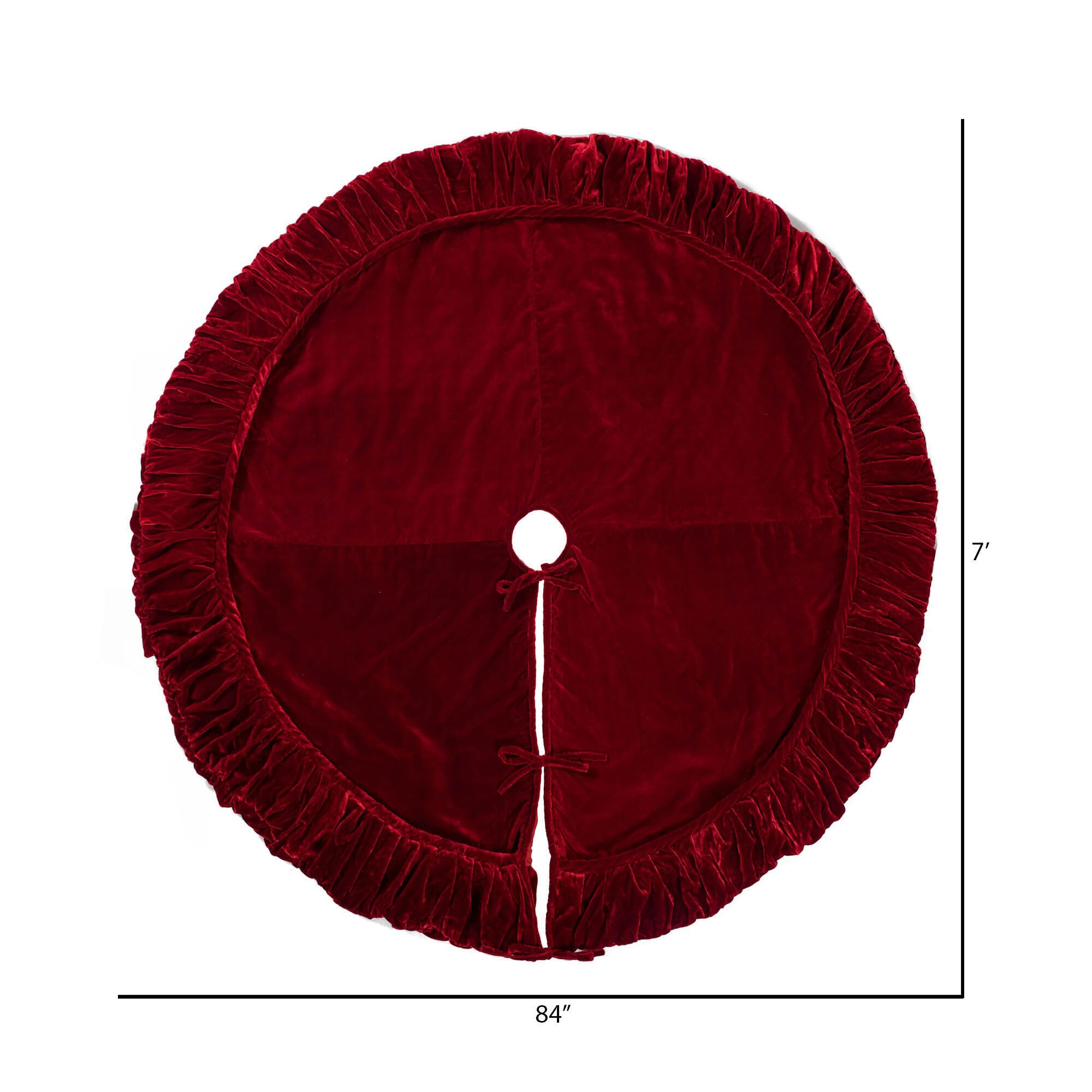 Vickerman 84-Inch Plush Red Velvet Christmas Tree Skirt - Large Elegant Holiday Tree Cover with Durable Design for Xmas Decorations - Perfect for Living Room, Fireplace & Festive Home Decor