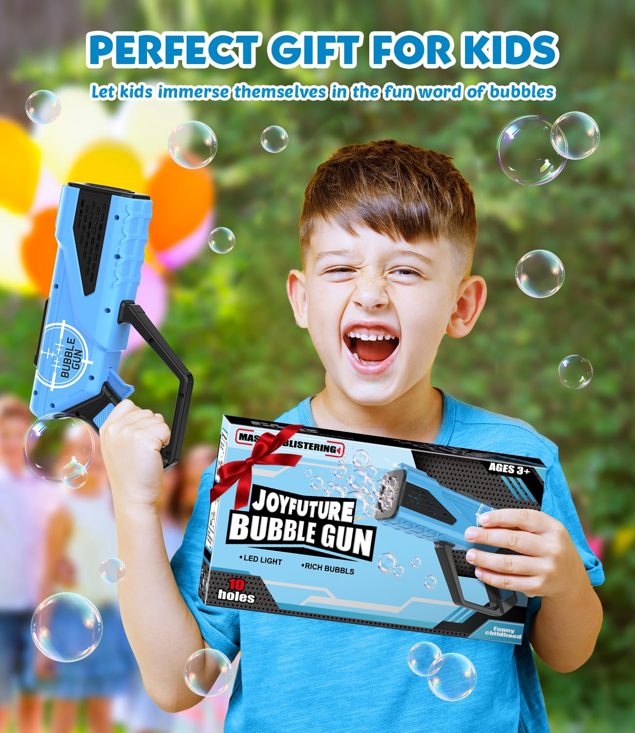 Rechargeable Bubble Blaster Gun for Kids - Automatic Bubble Machine Toy for Toddlers, Boys & Girls Ages 3+ | Outdoor Play, Birthday Party Favors, Easter Basket Stuffers | Fun Summer Backyard & Park Activities Gift