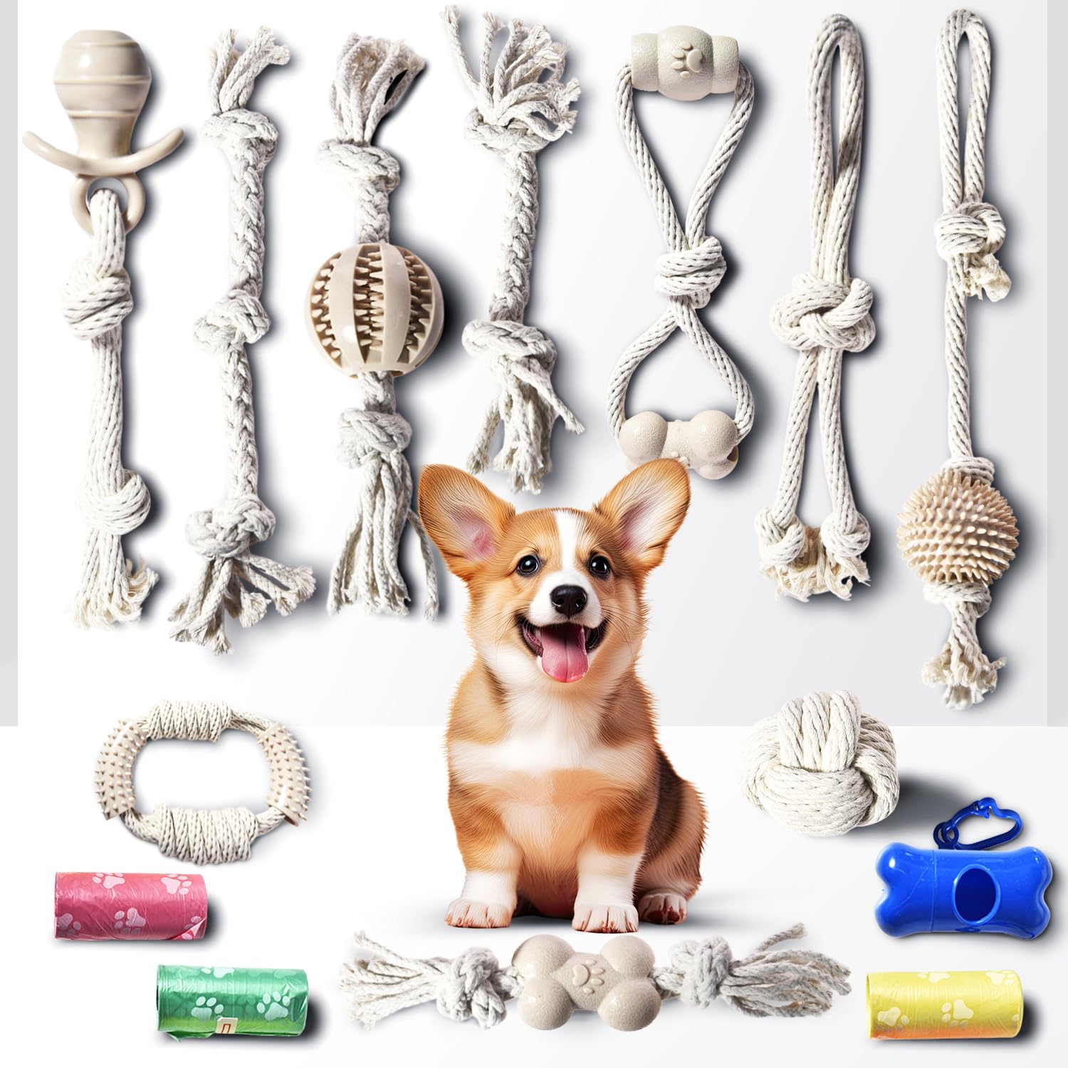 **Sturdy Small Dog Rope Toys - 14-Pack Non-Toxic Cotton Chew Toys for Puppies & Medium Dogs - Interactive Teething & Anxiety Relief - Durable for Indoor & Outdoor Play**