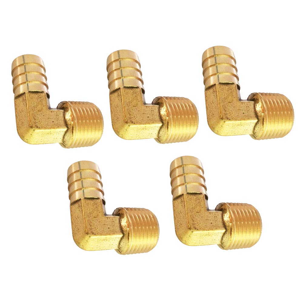 5pcs Brass 90 Degree Elbow Hose Fitting - 5/16