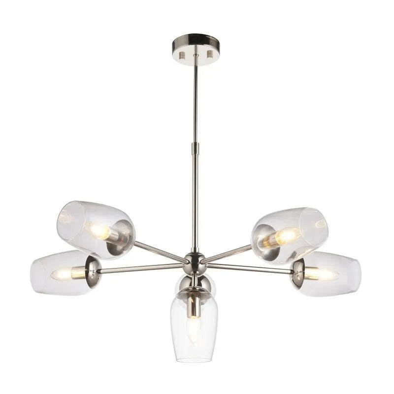 Columbus 6-Light Multi-Arm Pendant Light Fixture in Nickel & Antique Brass Finish - Perfect for Dining Room, Kitchen Island or Entryway Lighting