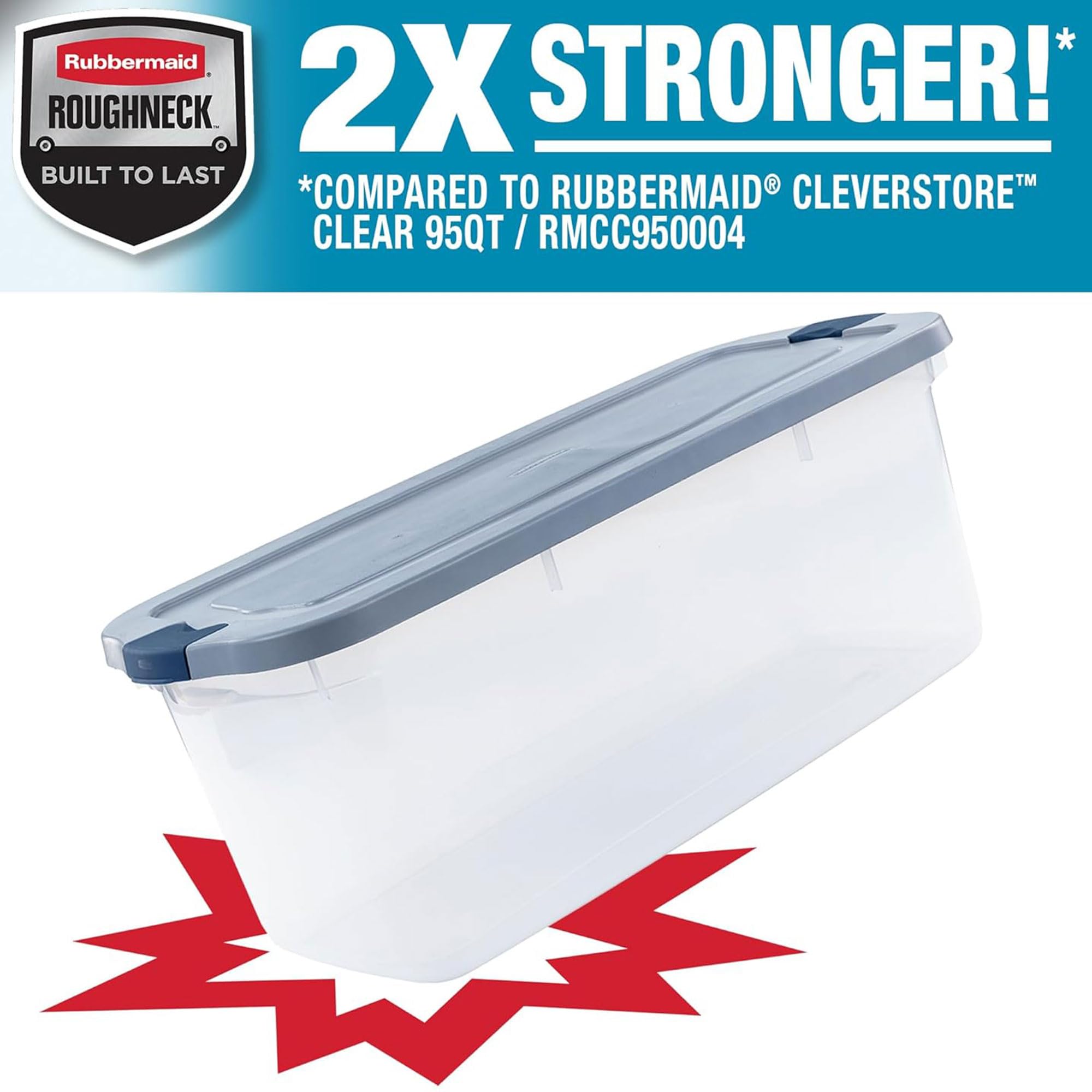 Rubbermaid 1785786 Clear 95-Quart Roughneck Storage Tote Boxes, 4-Pack - Durable Plastic Bins for Home Organization, Garage Storage & Moving Supplies