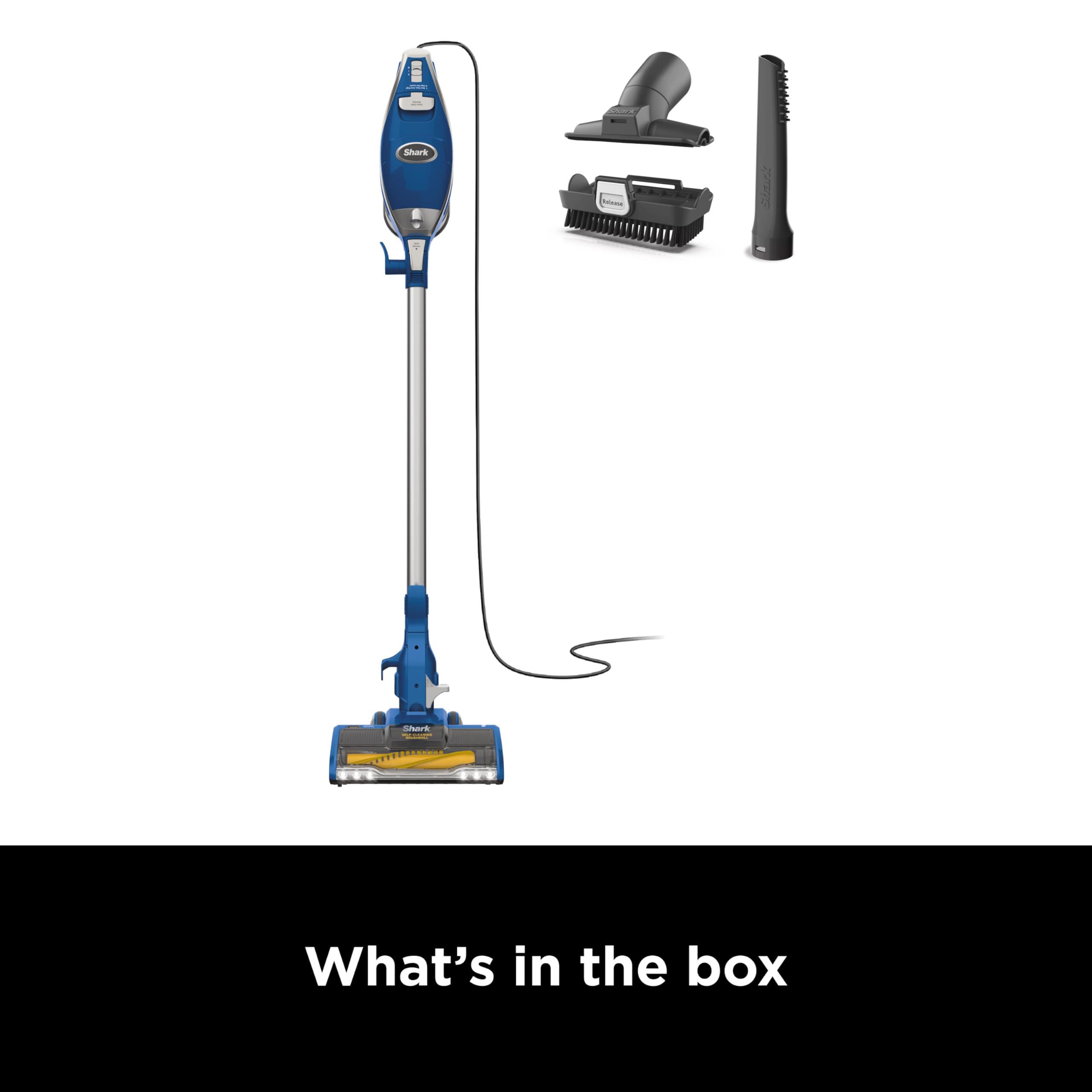 Shark HV343AMZ Rocket Corded Stick Vacuum - Lightweight, Self-Cleaning Brushroll for Pet Hair, Converts to Handheld with Crevice & Upholstery Tools (Blue/Silver) - Ideal for Hard Floors, Carpets & Pet Owners