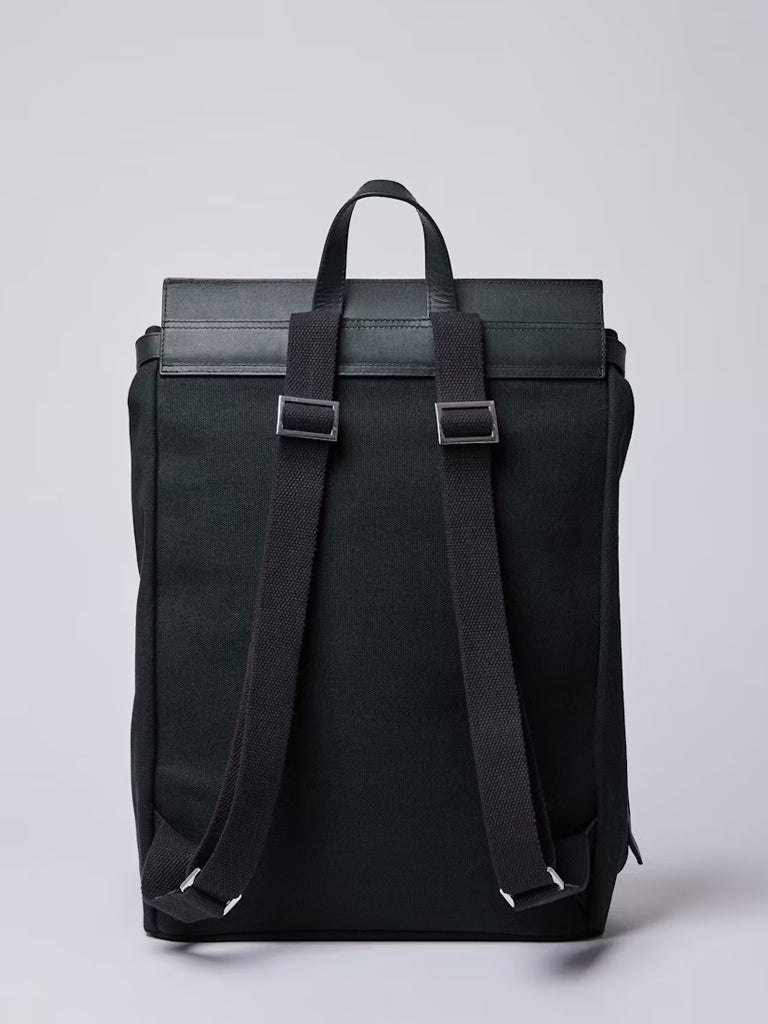 Sandqvist Hege Black Metal Hook Backpack - Stylish & Durable for Travel, Work & Everyday Use