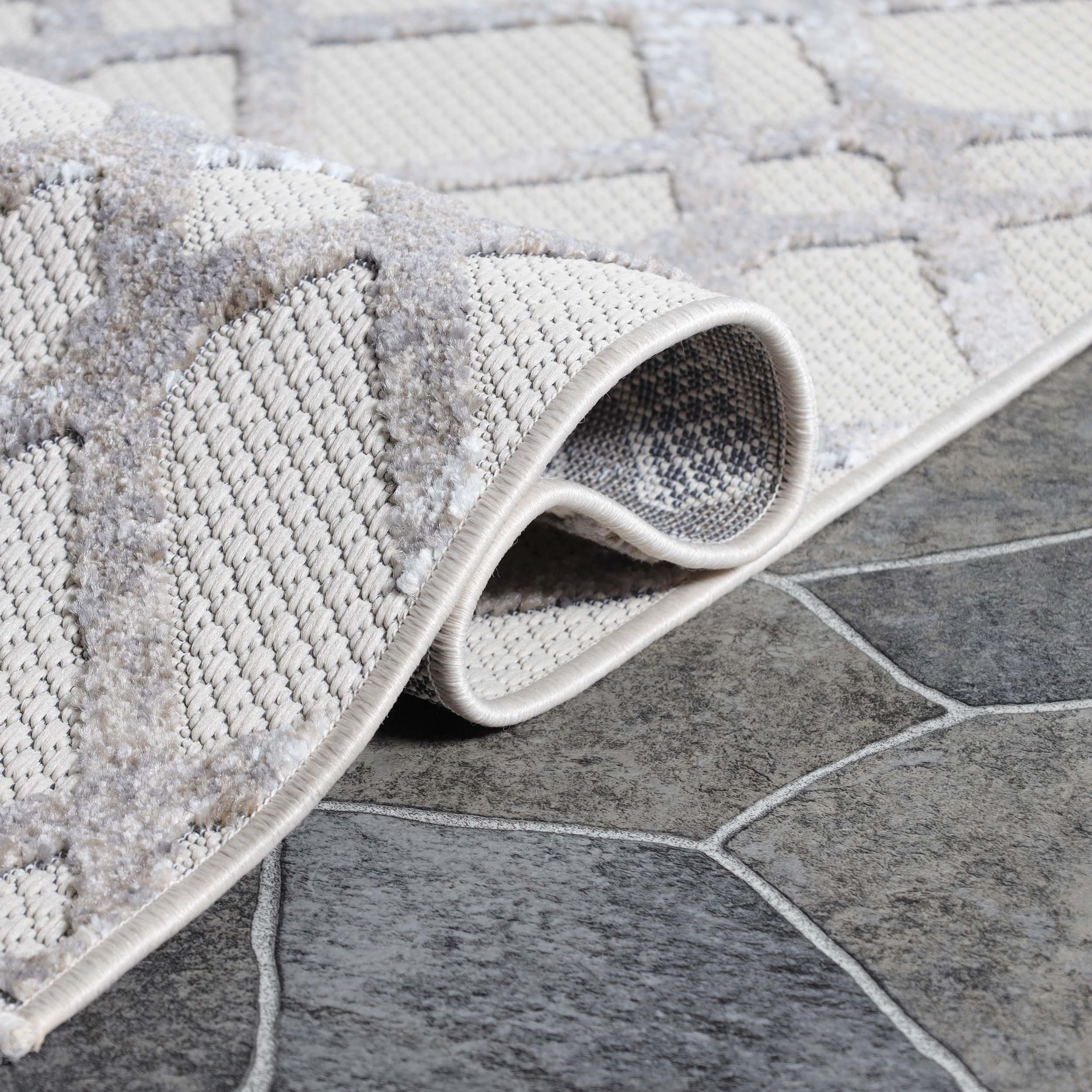 Paxson Geometric Diamond Lattice Indoor Outdoor Area Rug - Non-Slip Modern Floor Mat for Living Room, Bedroom, Patio & Deck Decor