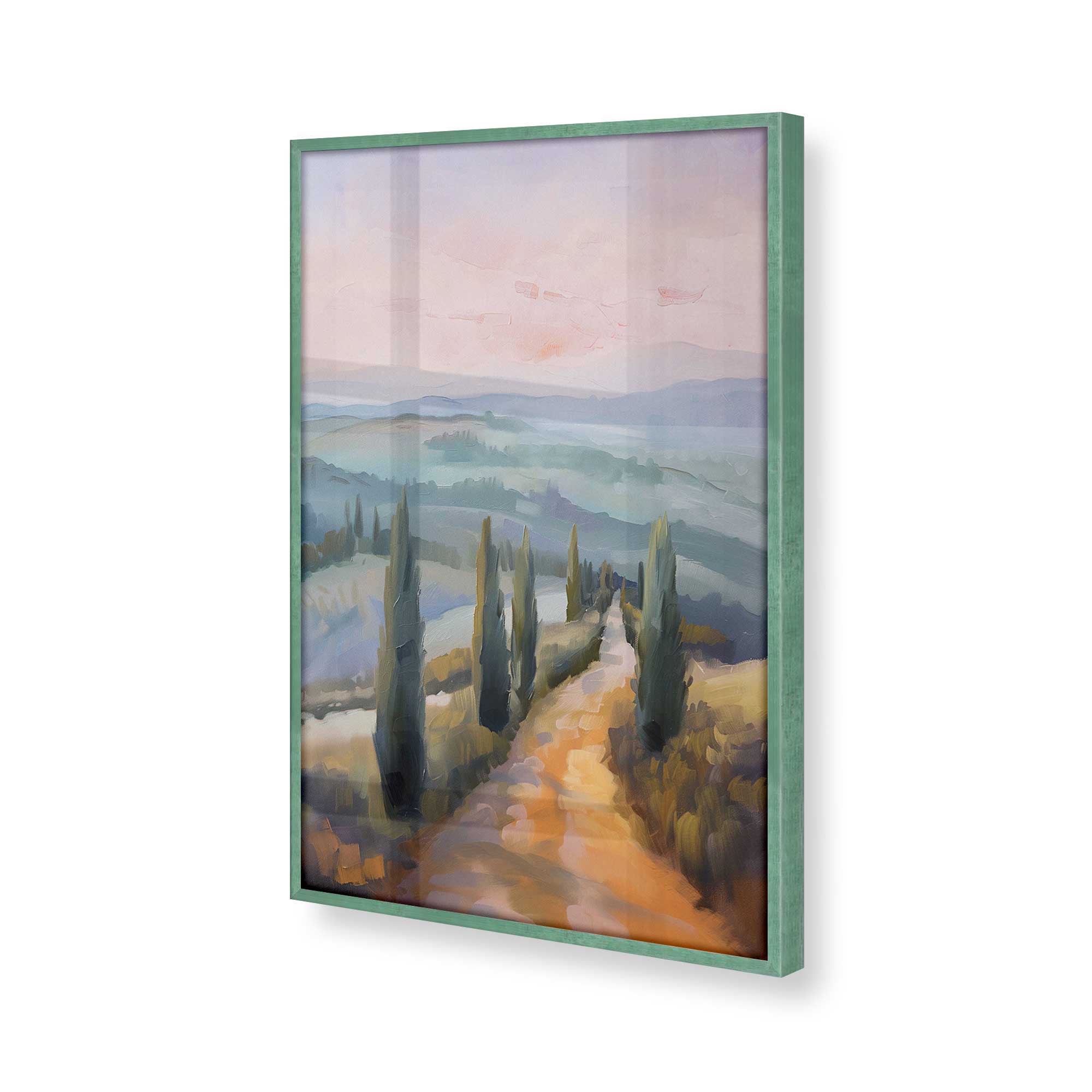 Tuscany Sunset Landscape Art Print - Dusk's Glow v3 Wall Decor for Living Room, Bedroom & Office