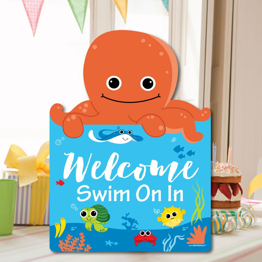 Under the Sea Critters Party Decorations - Big Dot of Happiness Birthday & Baby Shower Welcome Yard Sign - Perfect for Ocean Theme Parties, Kids Events & Nursery Decor