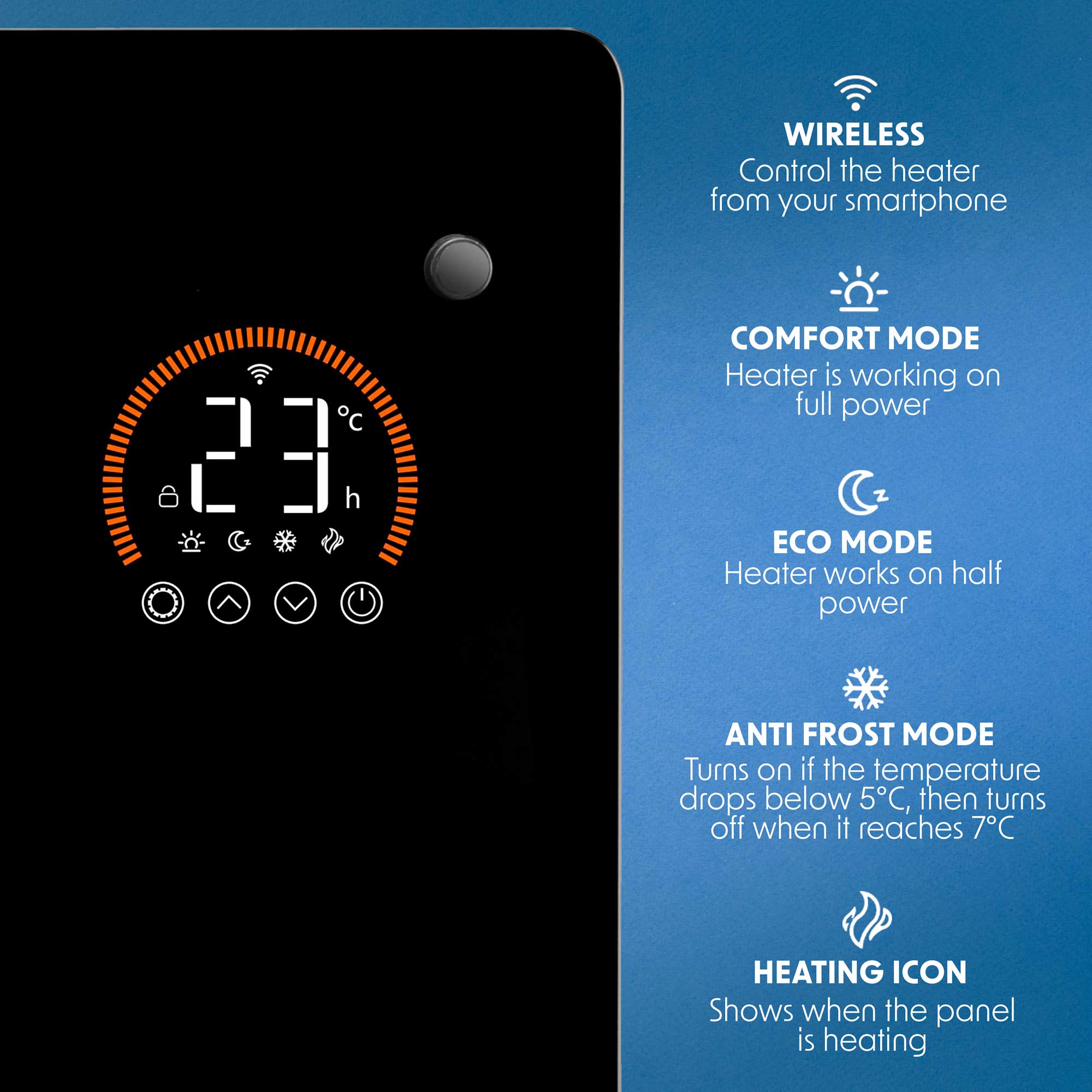 Baridi 1000W Smart WiFi Electric Glass Panel Heater with 24/7 Timer & Remote Control - Energy Efficient Space Heater for Bedroom, Office & Home Use - Black (Model DH135)