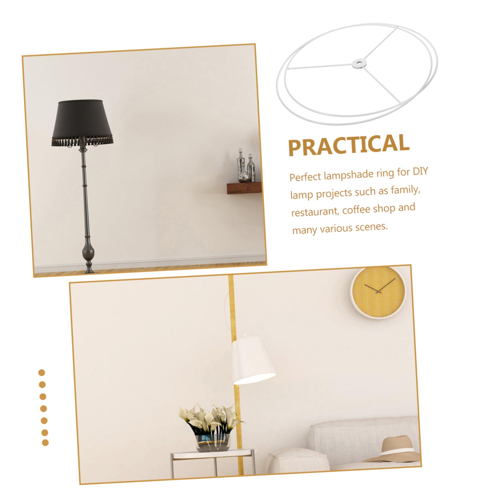 DIY Metal Lamp Shade Holder & Ceiling Light Frame - Pendant Lamp Bracket for Chandelier, DIY Lampshade Supplies - Perfect for Home Decor, Bedroom, Living Room Lighting Projects