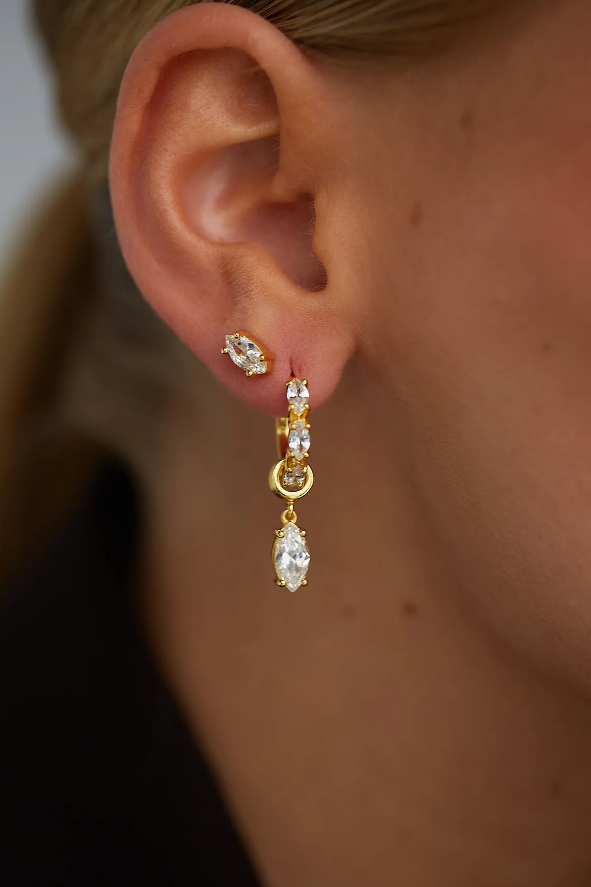 Lola Knight Eve 18ct Gold Cubic Zirconia Stud Earrings - Elegant & Hypoallergenic Jewelry for Women, Perfect for Weddings, Parties & Everyday Wear