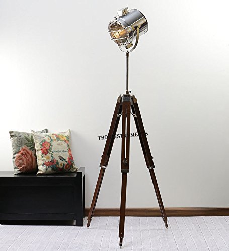 Vintage Industrial Style Floor Standing Tripod Lamp - Rustic Movie Spot Light with Adjustable Stand for Home Theater, Photography Studio & Vintage Decor - Perfect Gift for Film Enthusiasts