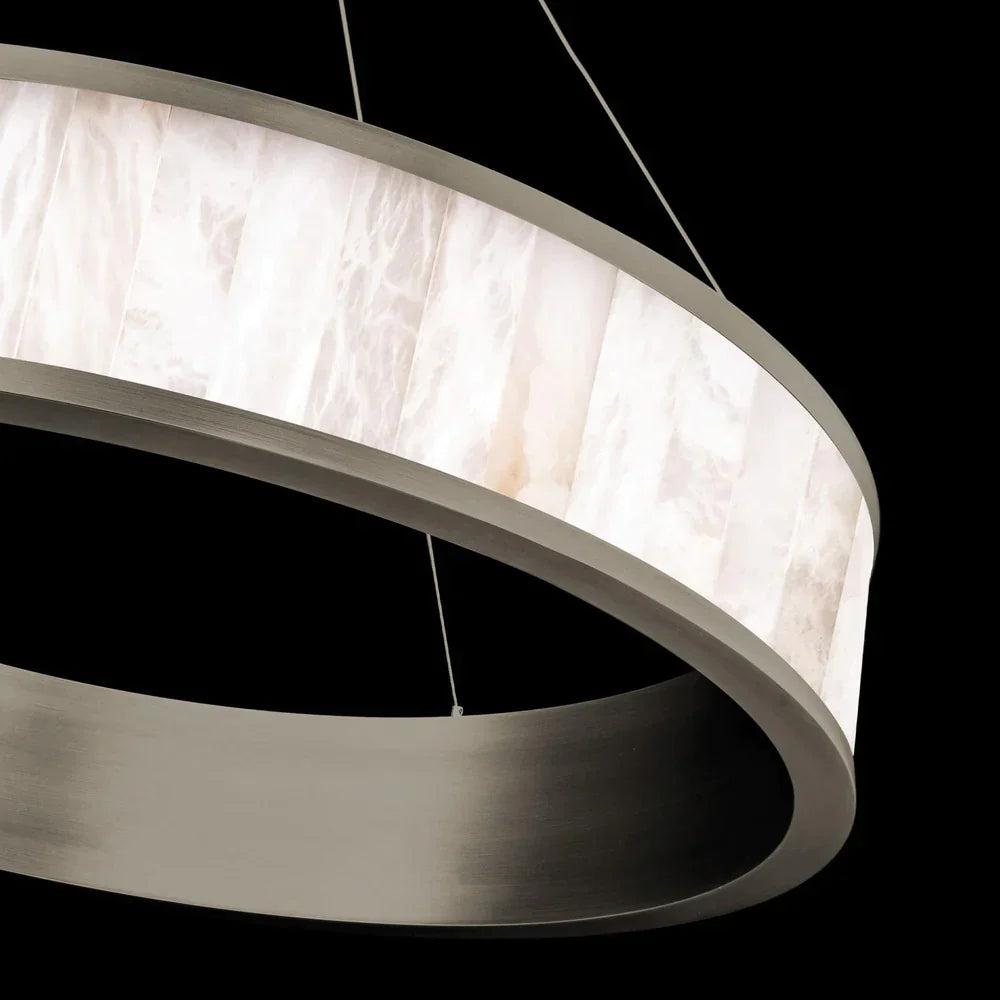 Coliseo Alabaster 28-inch LED Round Chandelier - Modern Crystal Ceiling Light Fixture for Dining Room, Bedroom & Living Room Decor