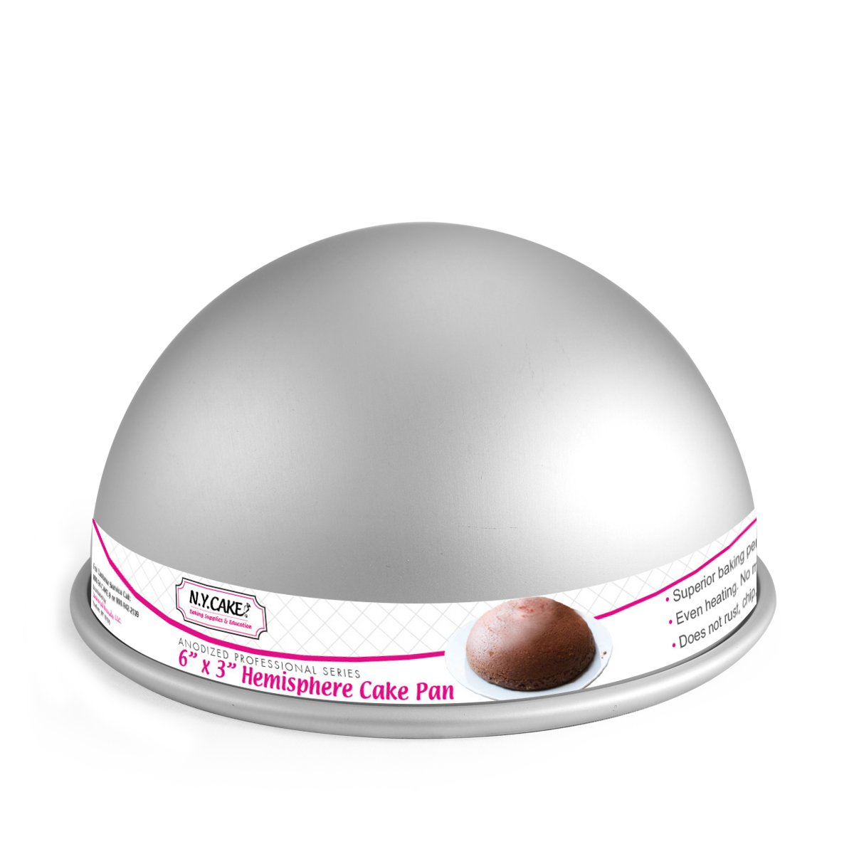 6 x 3 Inch Hemisphere Cake Pan - Premium Anodized Aluminum Baking Mold for Perfect Dome Cakes, Desserts & Ice Cream Bowls - Ideal for Birthday Parties, Wedding Cakes & Professional Baking