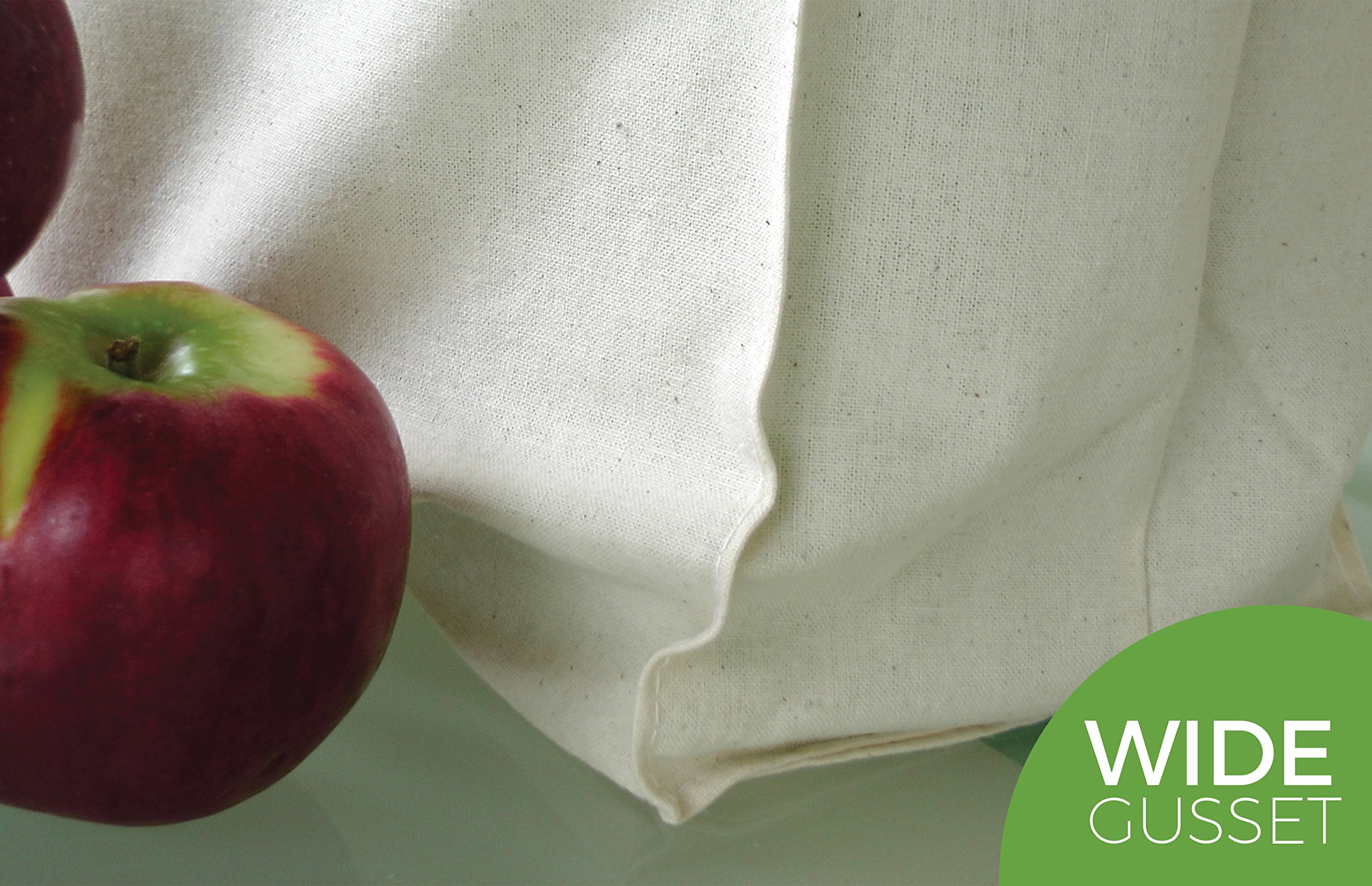 Eco-Friendly 3-Pack Reusable Cotton Canvas Grocery Bags - 12.5