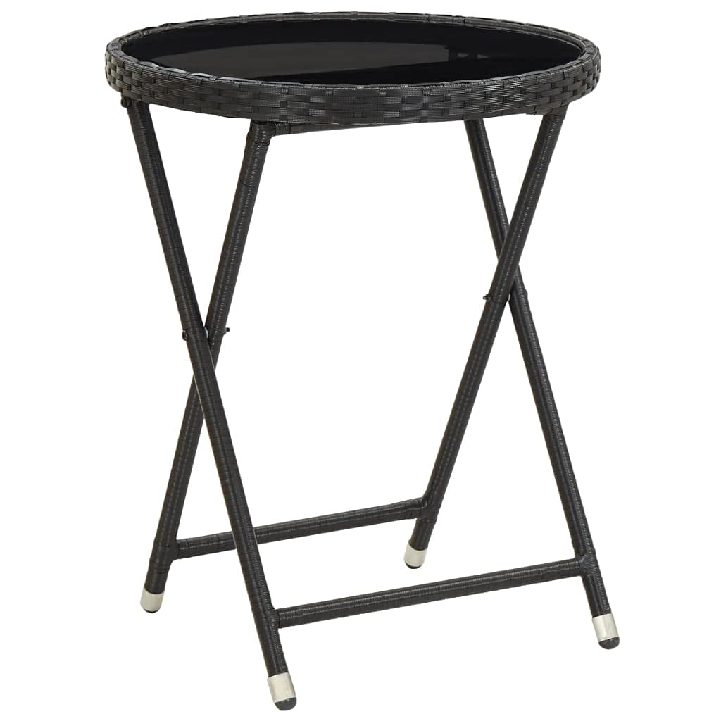 Premium Folding Outdoor Garden Side Table with Tempered Glass Top - Weather-Resistant Patio Bistro Table for Backyard, Terrace & Balcony - Perfect for Tea, Meals & Relaxation (23.6 Inch) - Ideal for Outdoor Dining, Lounging & Entertaining