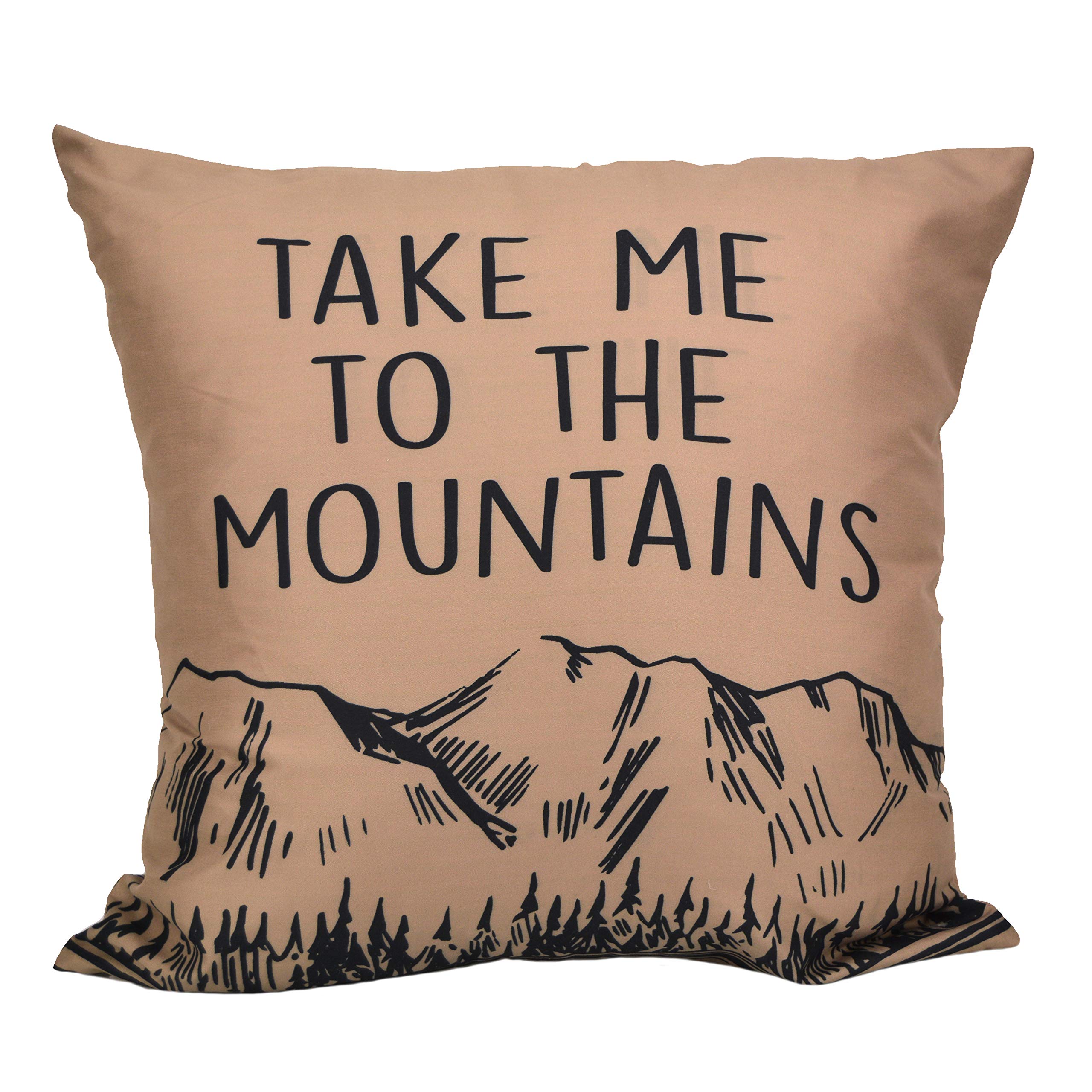 Donna Sharp Decorative Throw Pillow 18x18 Inch - Timber 'Take Me to The Mountains' Design with Removable Zip Cover - Soft Square Pillow for Couch, Sofa, Bed & Chair - Perfect for Living Room, Bedroom & Home Decor