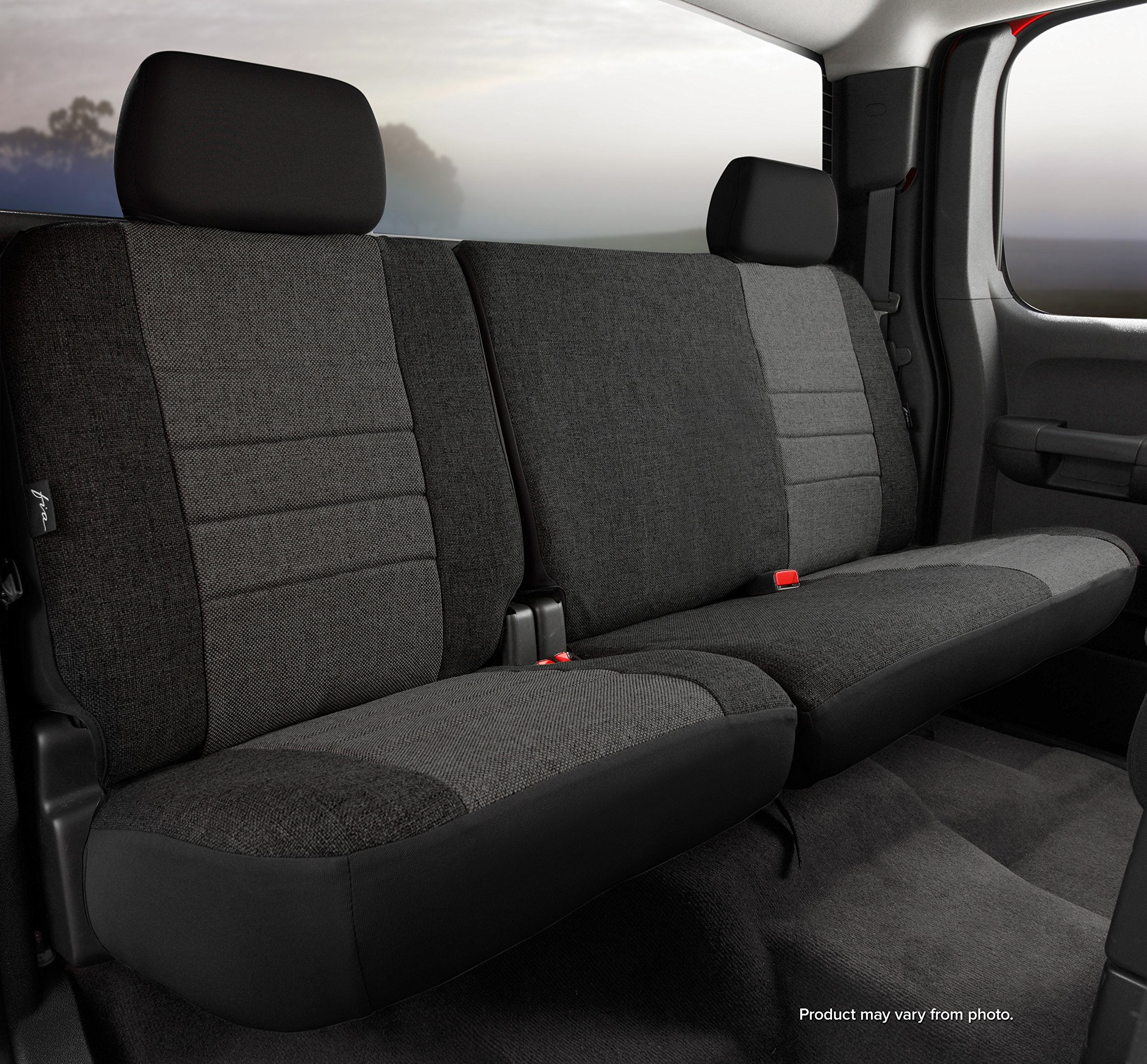 Fia OE32-97 CHARC Custom Fit Rear Seat Cover 60/40 Split Bench - Tweed Charcoal Fabric - Perfect for Trucks, SUVs & Family Vehicles - Protects Seats from Pets, Spills & Wear
