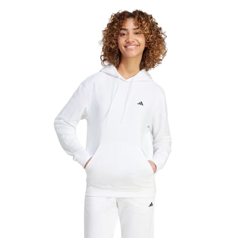 Adidas Women's Small Logo Feelcozy Hoodie - Soft & Comfortable Pullover Sweatshirt for Casual Wear, Gym, and Lounge