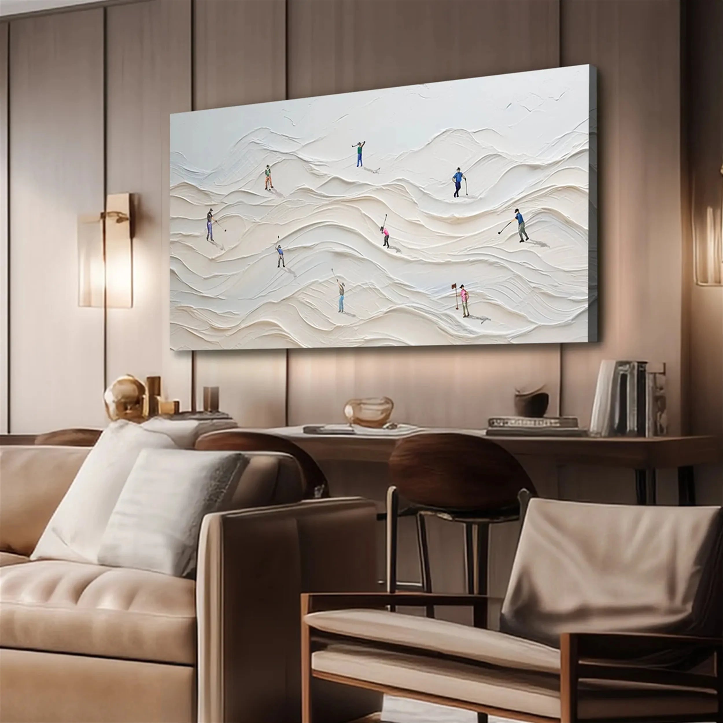 Premium Skiing Sport Art Textured Canvas Painting - Winter Sports Wall Decor for Home & Office (Style #MM215) | Perfect for Ski Lodge, Mountain Cabin & Sports Enthusiast Gifts
