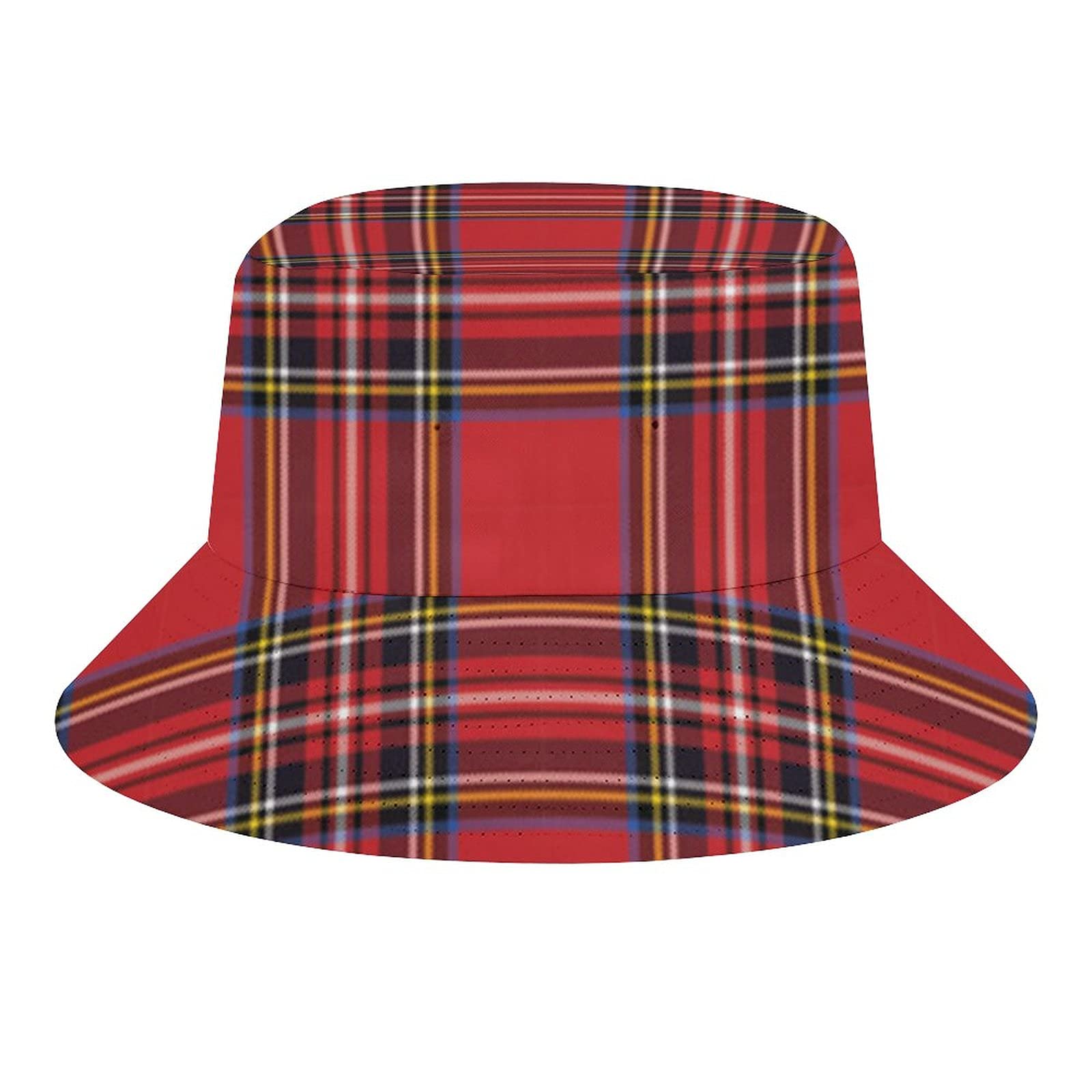 Red & Black Buffalo Scottish Tartan Plaid Checkered Bucket Hat for Men & Women - Packable Fisherman Sun Hat for Beach, Fishing, Travel & Outdoor Activities