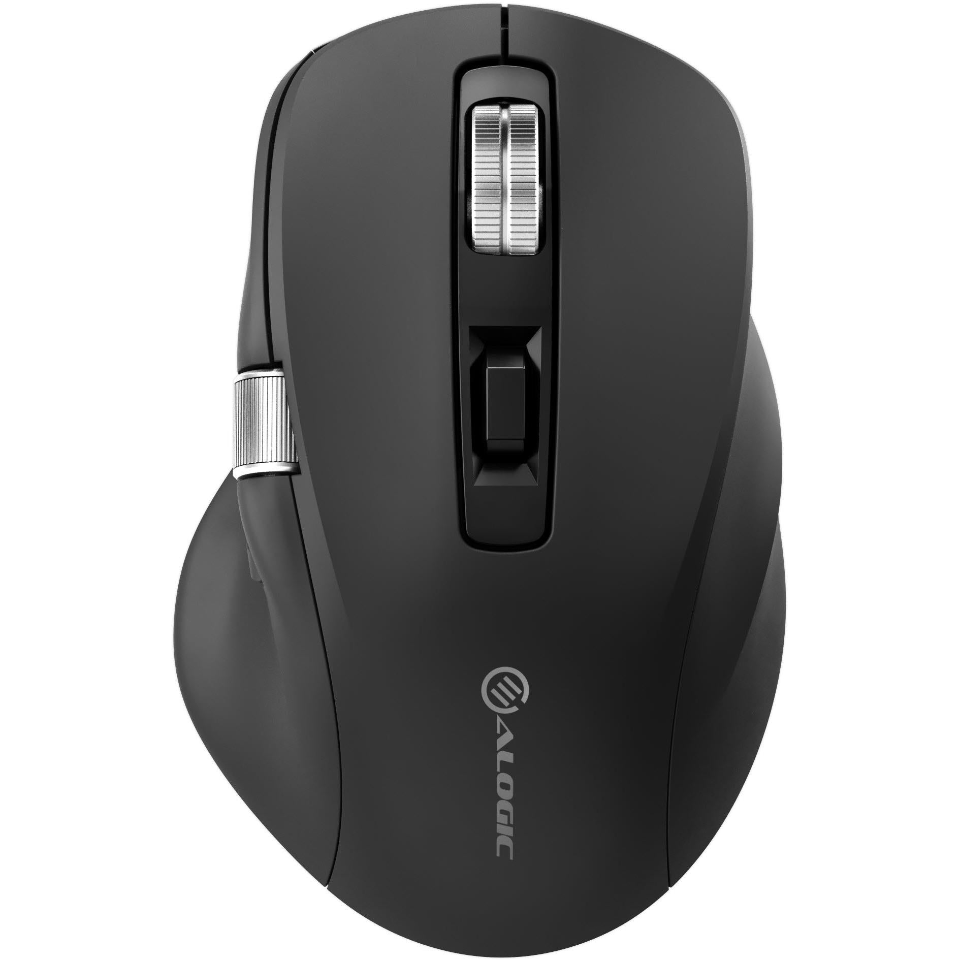 Alogic Apex Wireless Bluetooth Mouse with USB-C Rechargeable Battery, 7 Programmable Buttons - Ergonomic Design for Office Work, Gaming & Travel (Black)