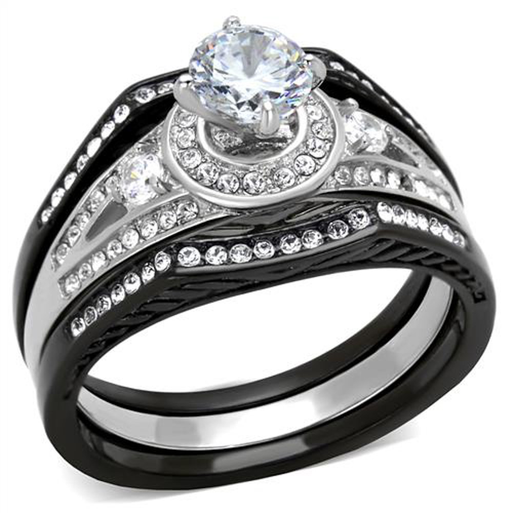 His & Her Wedding Ring Set - Stainless Steel & Titanium Bands for Couples - Perfect for Anniversaries & Vows