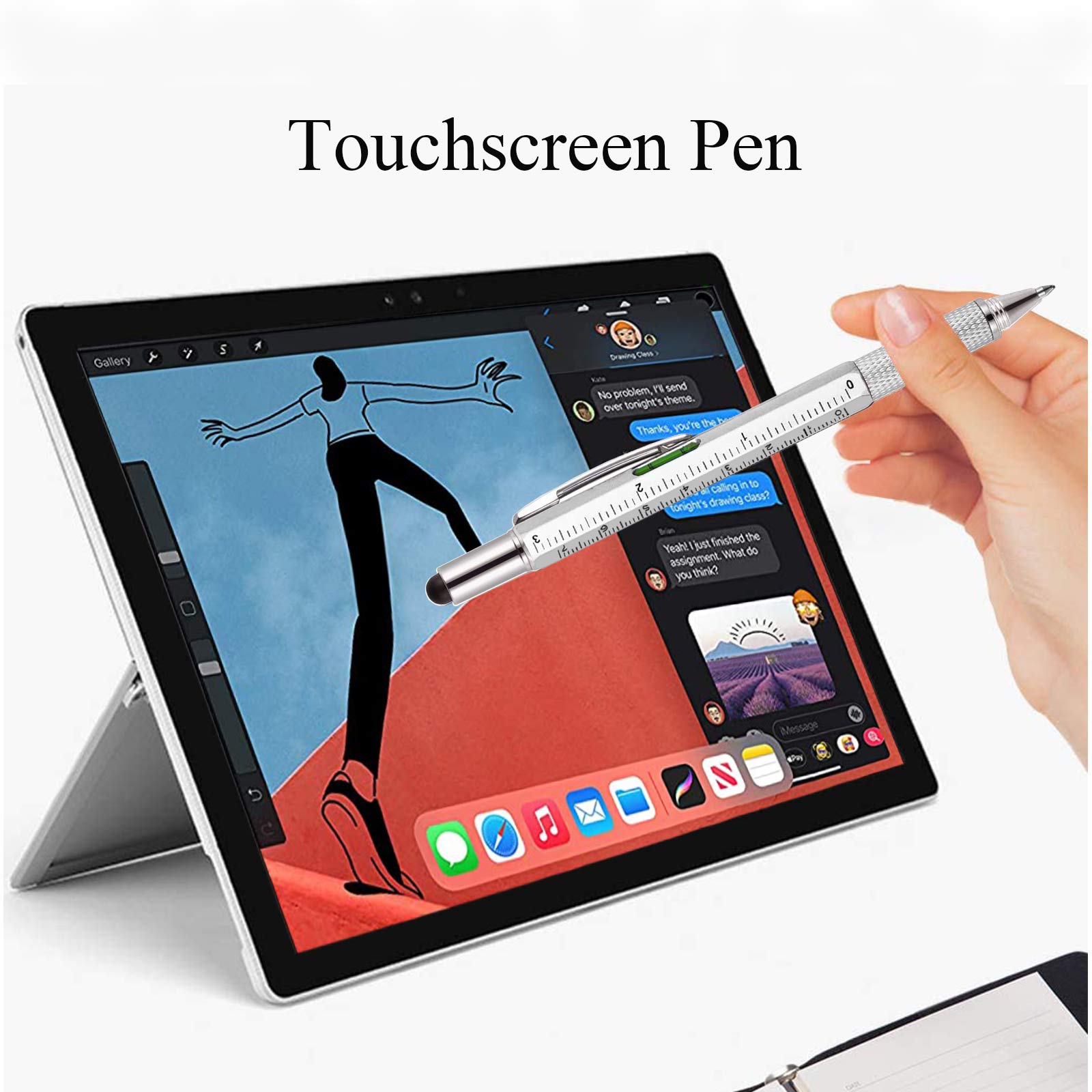 8-in-1 Multi-Tool Ballpoint Pen Gift Set with Level Gauge & Screwdriver - Perfect Christmas, Birthday, Valentine's Day Gifts for Men, Women, Teachers - Office, Camping, DIY & Everyday Use Stylus Pen
