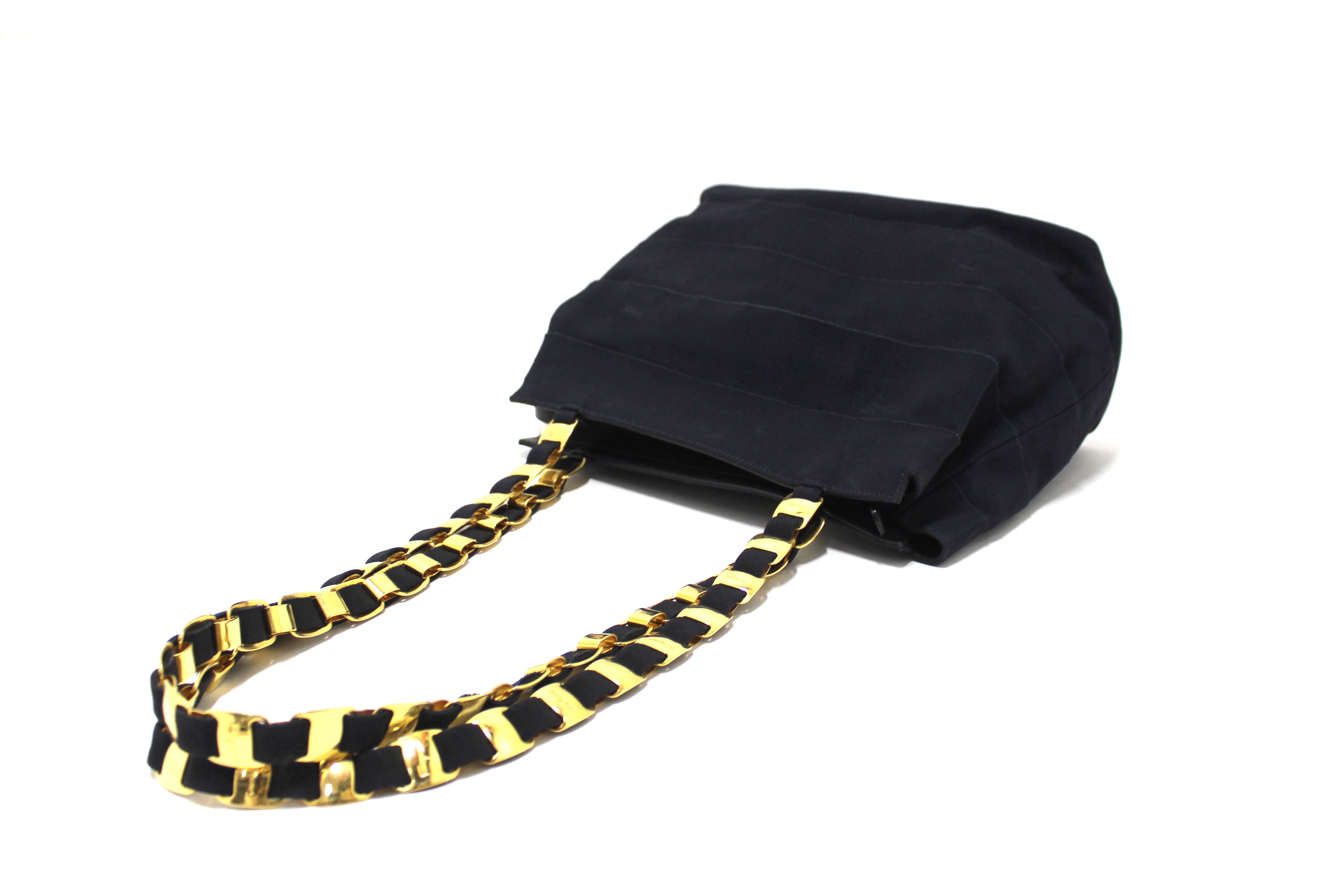 Authentic Salvatore Ferragamo Navy Blue Grosgrain Ribbon Tiered Shoulder Bag AU 21 5252 - Luxury Designer Handbag for Women, Perfect for Work, Evening Events & Travel Accessories