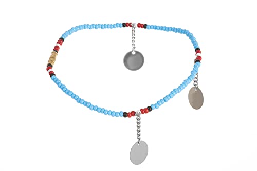 Fahari Handmade Beaded Ankle Bracelets for Women & Girls - Light Blue Curb Chain Western Jewelry | Waterproof Fashion Accessories for Teens, Summer Outfits, Beach Wear and Boho Style