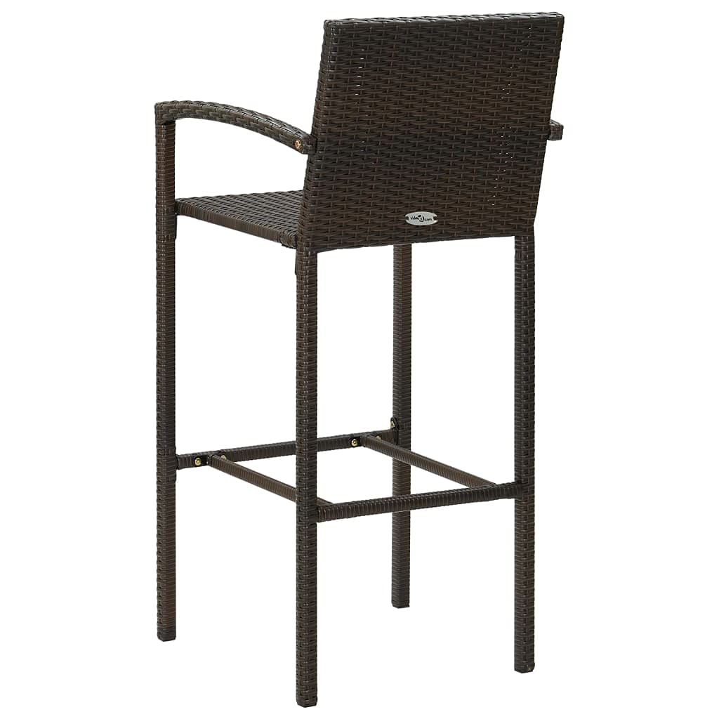 5-Piece Brown Poly Rattan Patio Furniture Set - Outdoor Garden Table & Chairs with Bar Stools - All-Weather Wicker Dining Set for Backyard, Deck, Poolside or Balcony