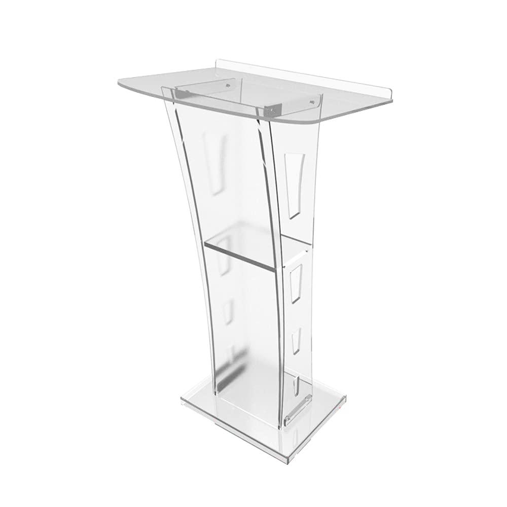 INTBUYING 45IN Clear Acrylic Plexiglass Podium - Floor Standing Church Lectern & Conference Pulpit - Perfect for Sermons, Speeches, Weddings & Presentations