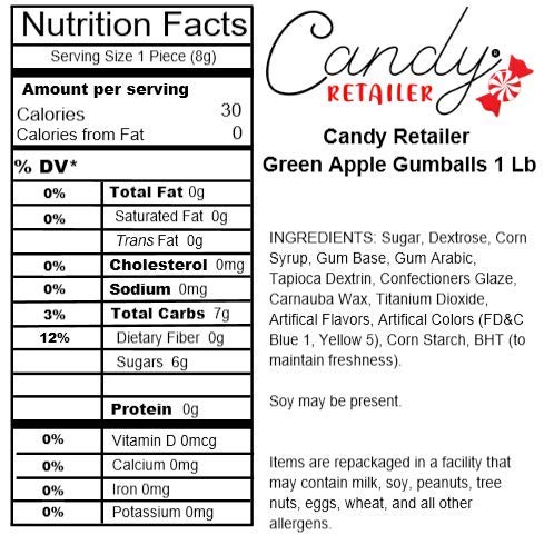 Green Apple Gumballs - 1 Pound Bulk Candy for Vending Machines, Party Favors & Retail Stores | Sweet & Tangy Chewing Gum Balls