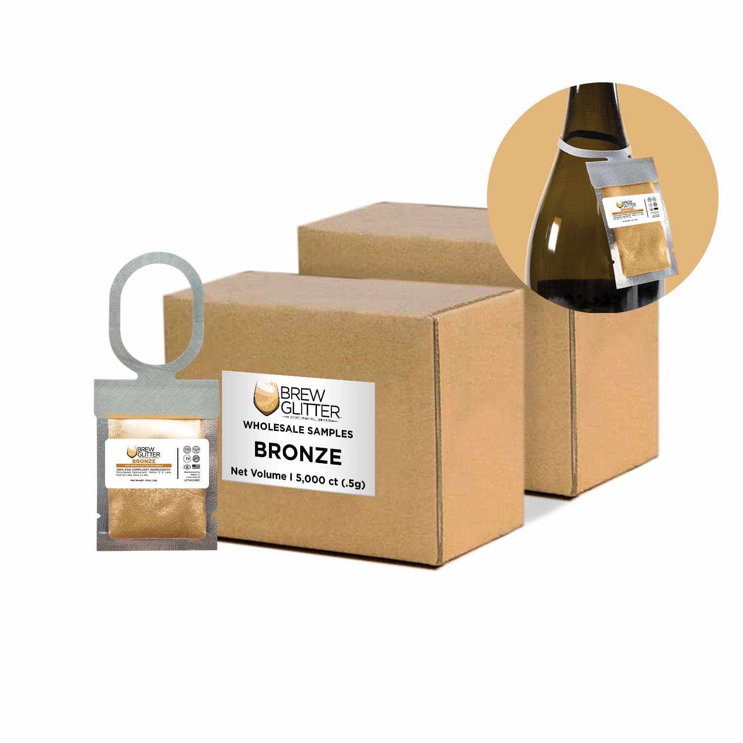 Bronze Brew Glitter® Necker Scarf - Bulk Wholesale for Women & Men | Perfect for Festivals, Parties, and Fashion Accessories