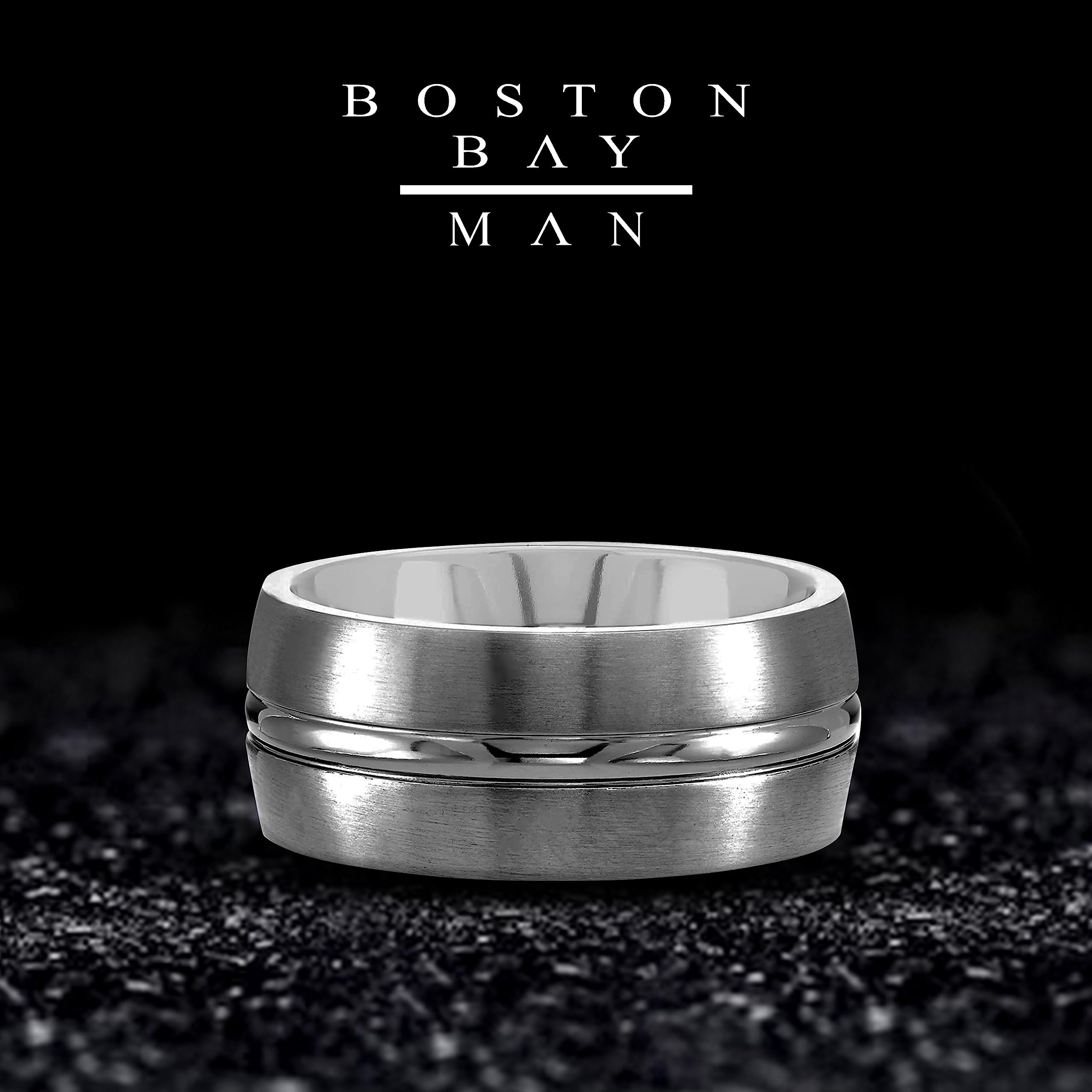 Boston Bay Diamonds Tantalum Comfort Fit Men's Wedding Band & Fashion Ring - 7mm & 8mm Width Options - Hypoallergenic Durable Tungsten Alternative - Perfect for Engagements, Anniversaries & Everyday Wear