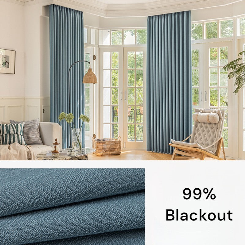 Isla Jacquard Textured 100% Blackout Custom Curtains for Bedroom & Living Room - Noise Reducing Thermal Insulated Window Drapes for Home Decor