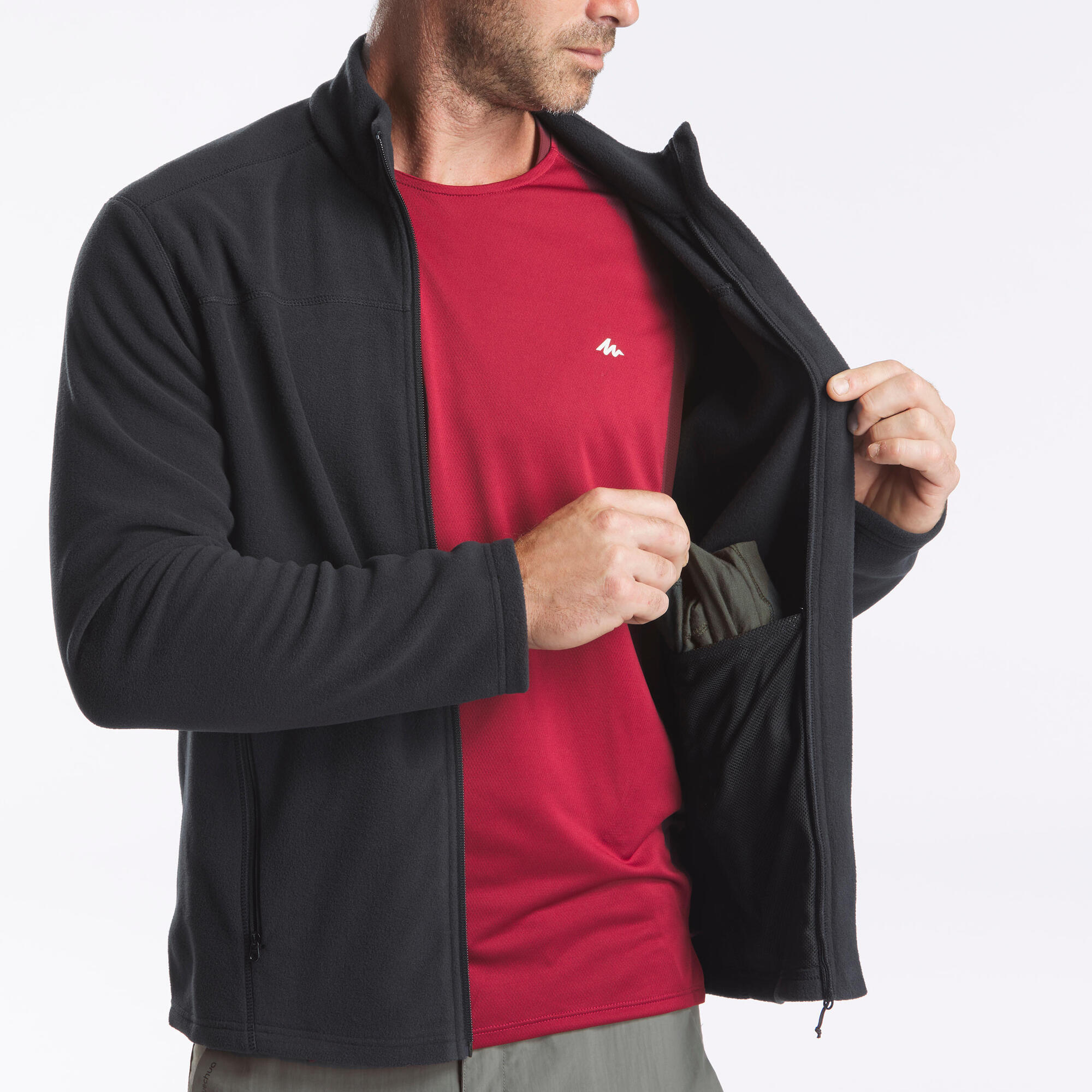 Quechua Men's MH120 Lightweight Hiking Fleece Jacket - Warm & Breathable for Outdoor Adventures, Camping & Travel